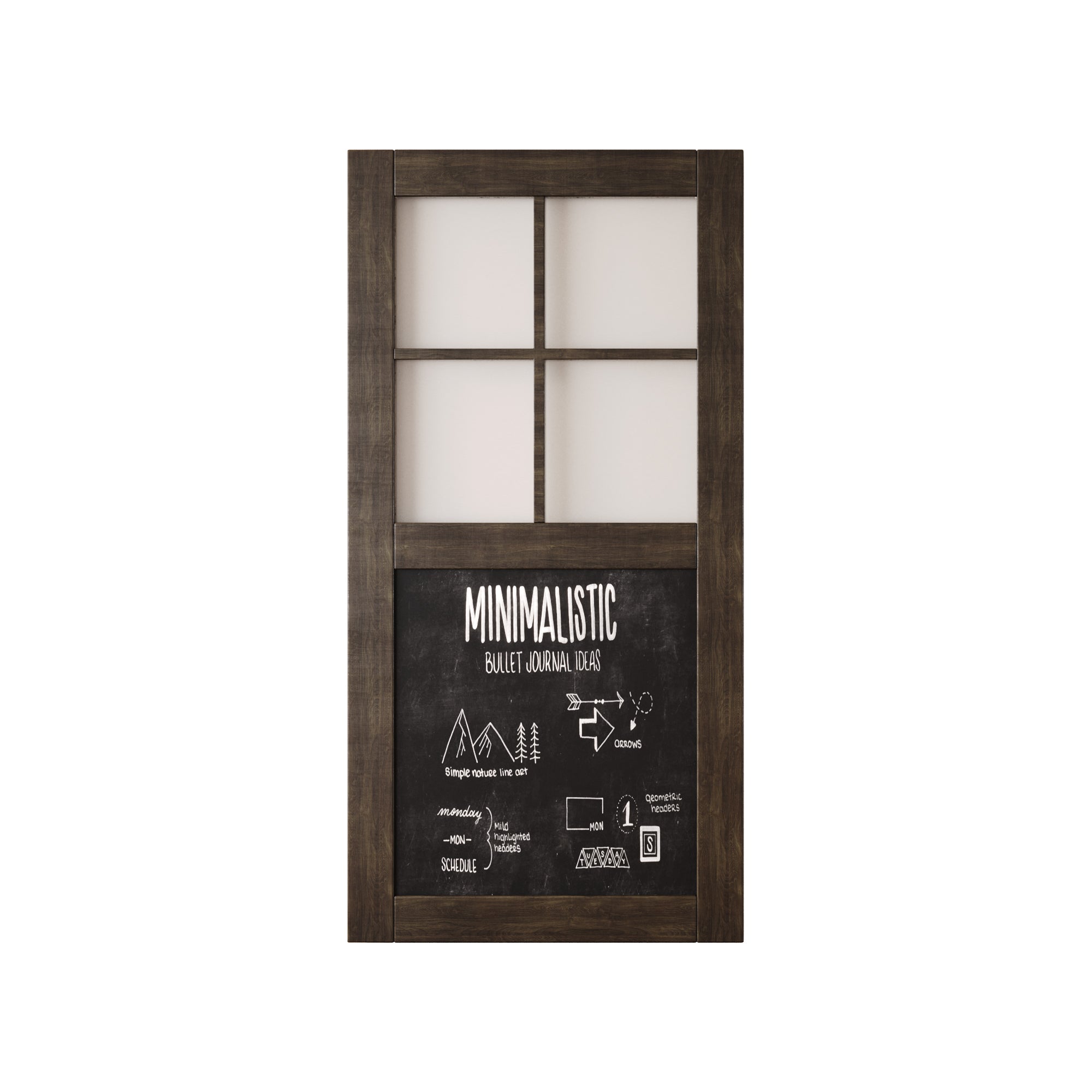 80" Height Ebony Half Lite Chalkboard Unassembled & Finished Pine Wood Barn Door (Interior Use Only)