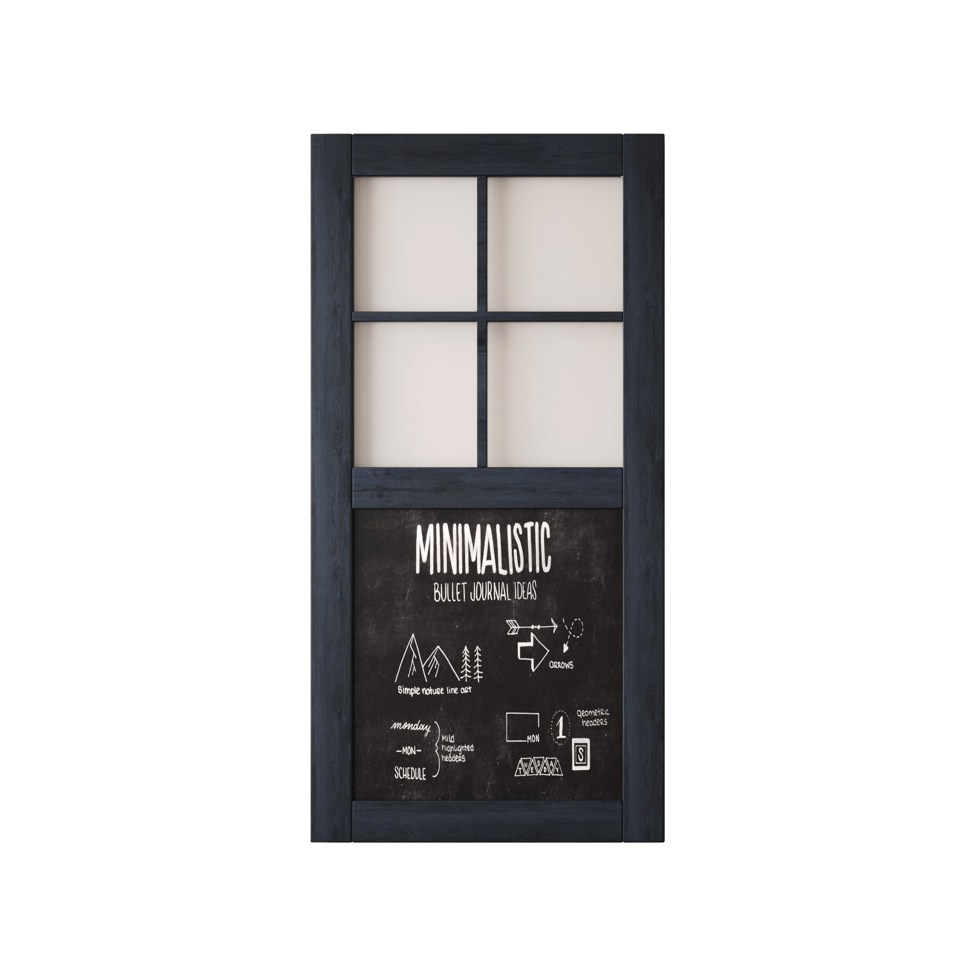 80" Height Navy Half Lite Chalkboard Unassembled & Finished Pine Wood Barn Door (Interior Use Only)