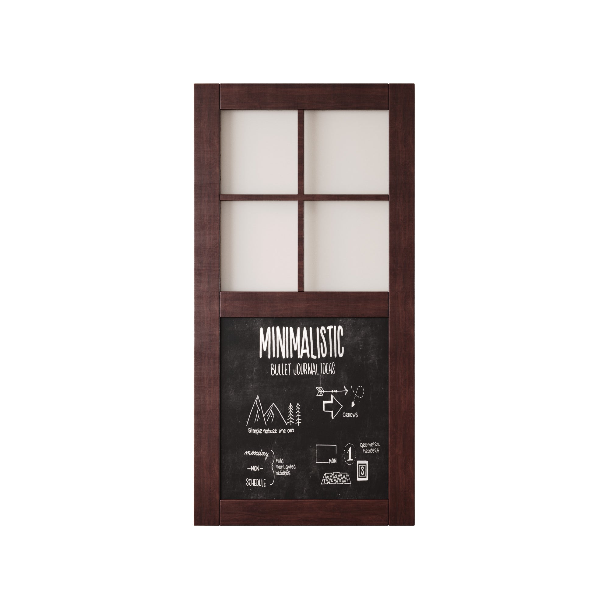 80" Height Red Mahogany Half Lite Chalkboard Unassembled & Finished Pine Wood Barn Door (Interior Use Only)