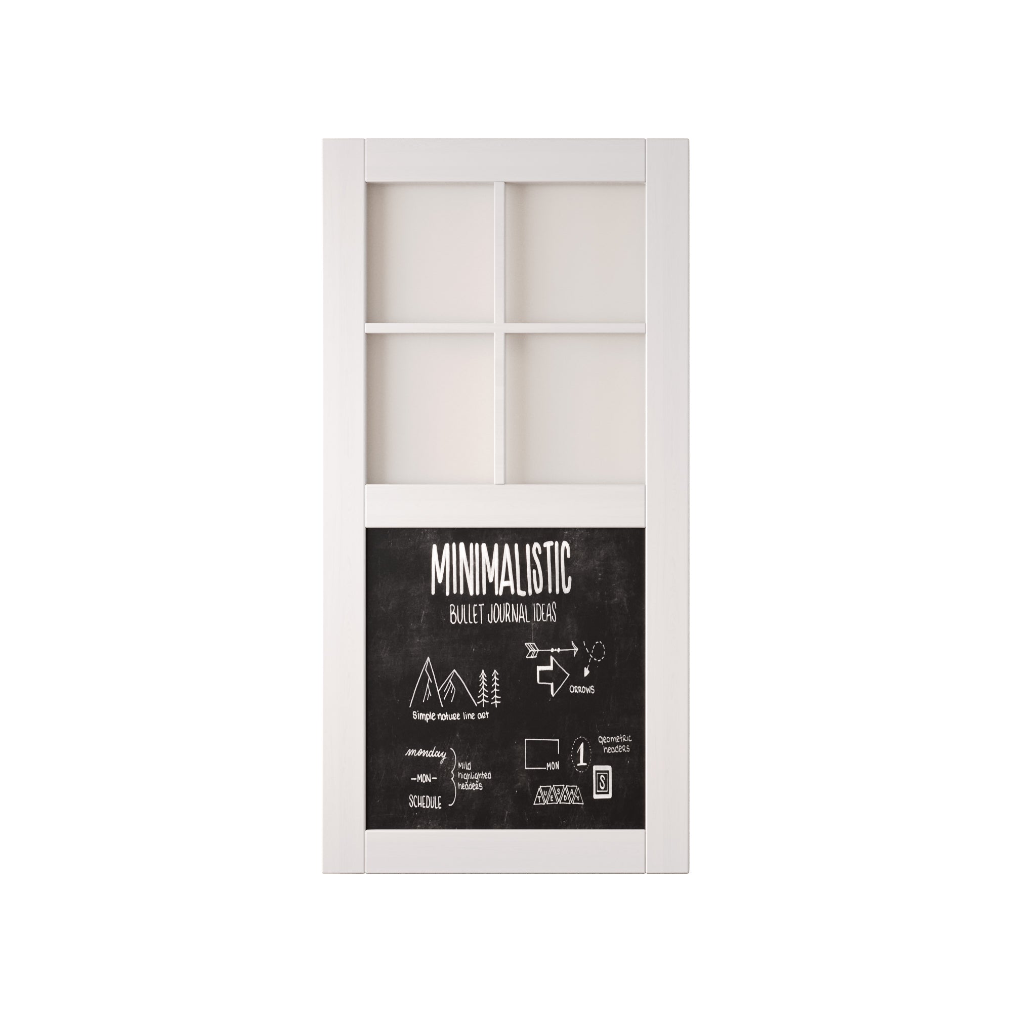 80" Height White Half Lite Chalkboard Unassembled & Finished Pine Wood Barn Door (Interior Use Only)