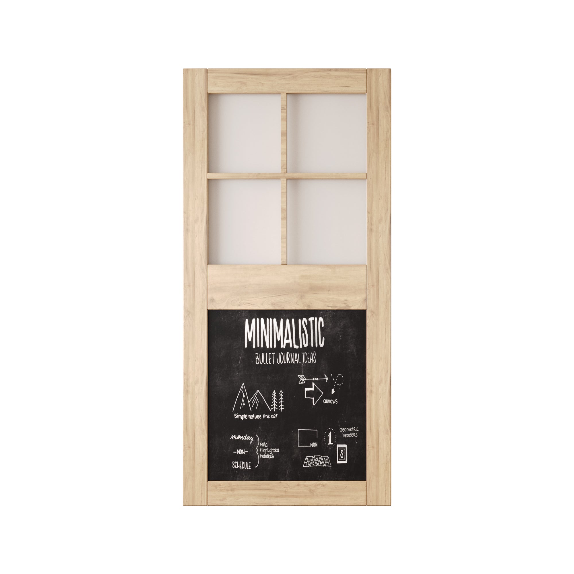 84" Height Half Lite Chalkboard Unassembled & Unfinished Pine Wood Barn Door (Interior Use Only)