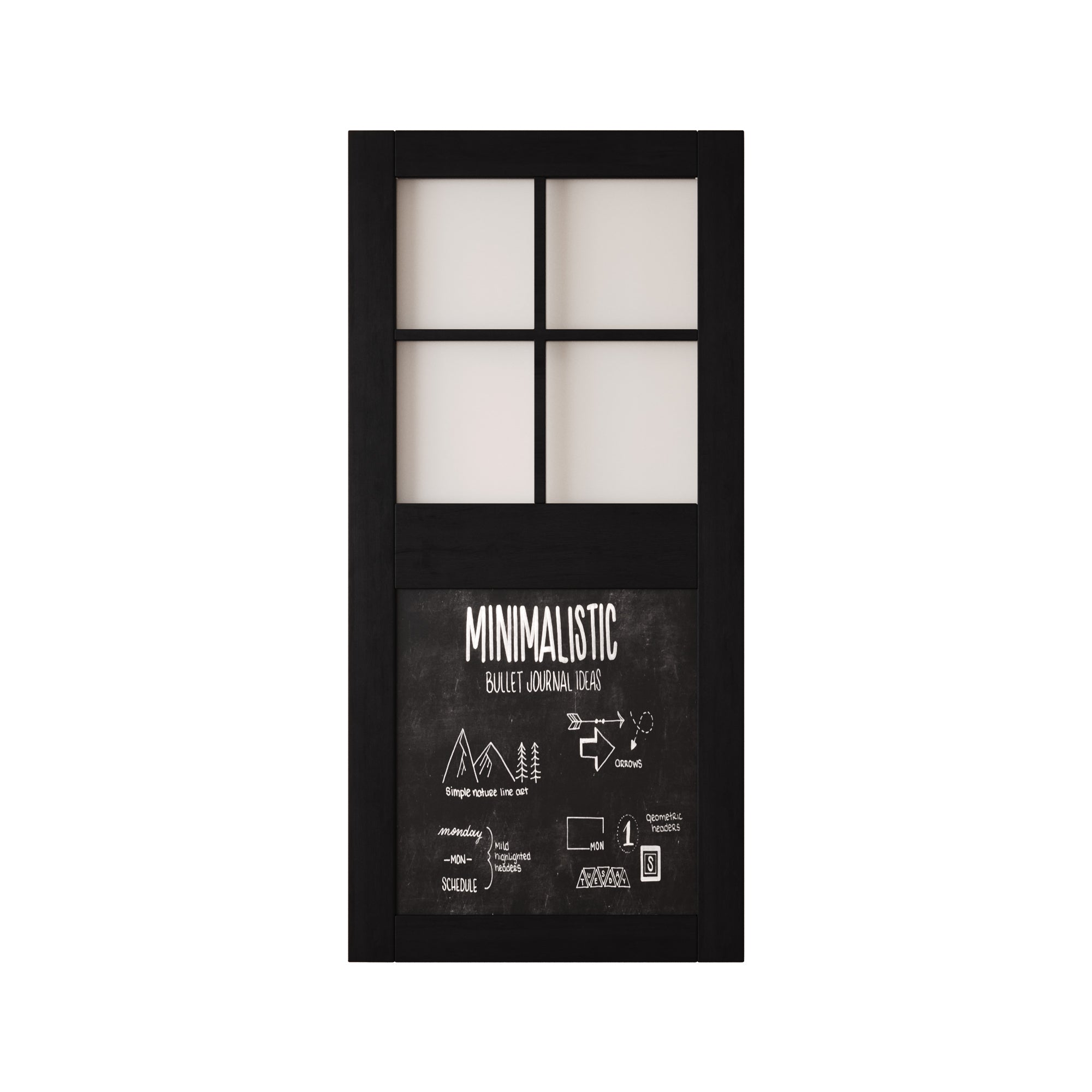 84" Height Black Half Lite Chalkboard Unassembled & Finished Pine Wood Barn Door (Interior Use Only)