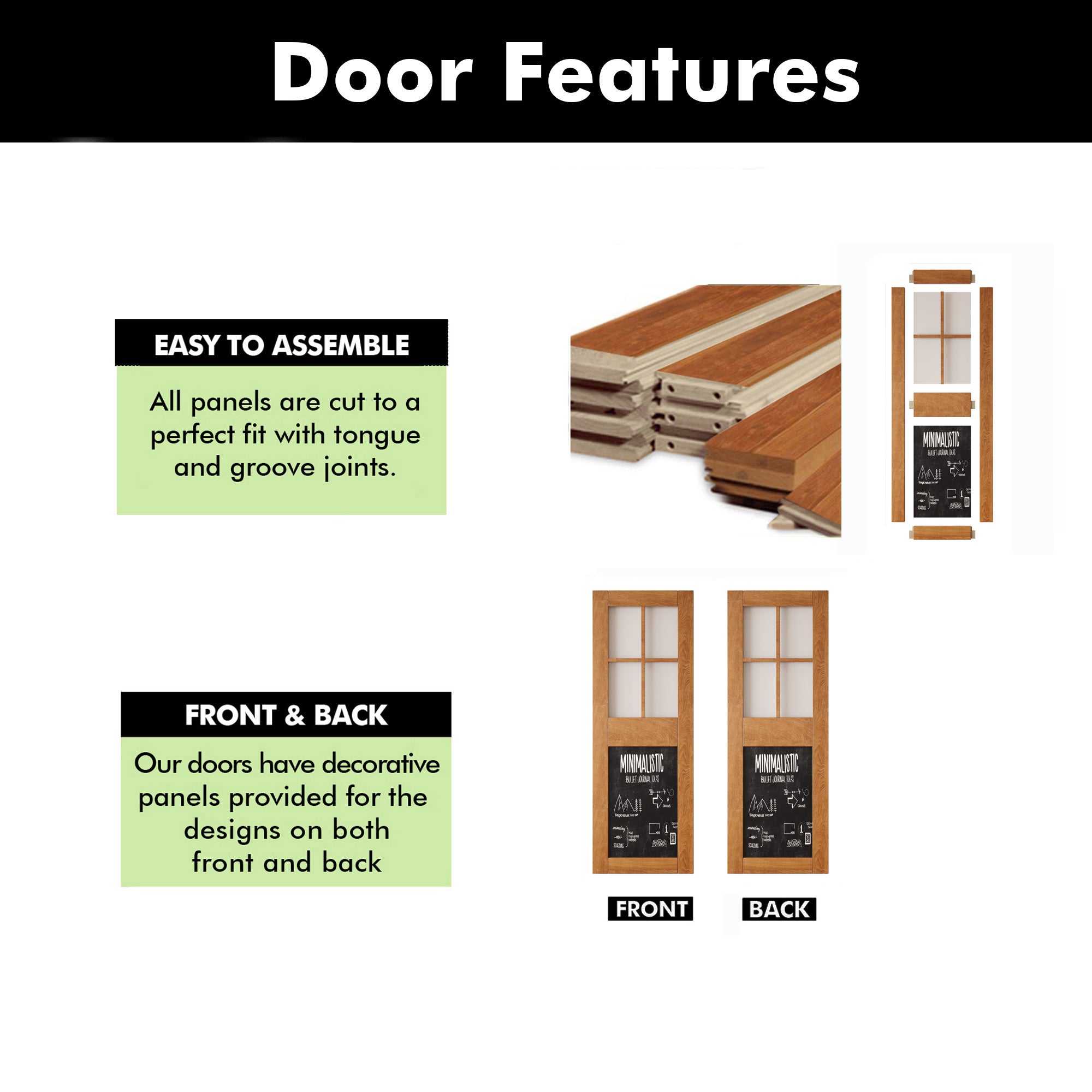 84" Height Early American Half Lite Chalkboard Unassembled & Finished Pine Wood Barn Door (Interior Use Only)