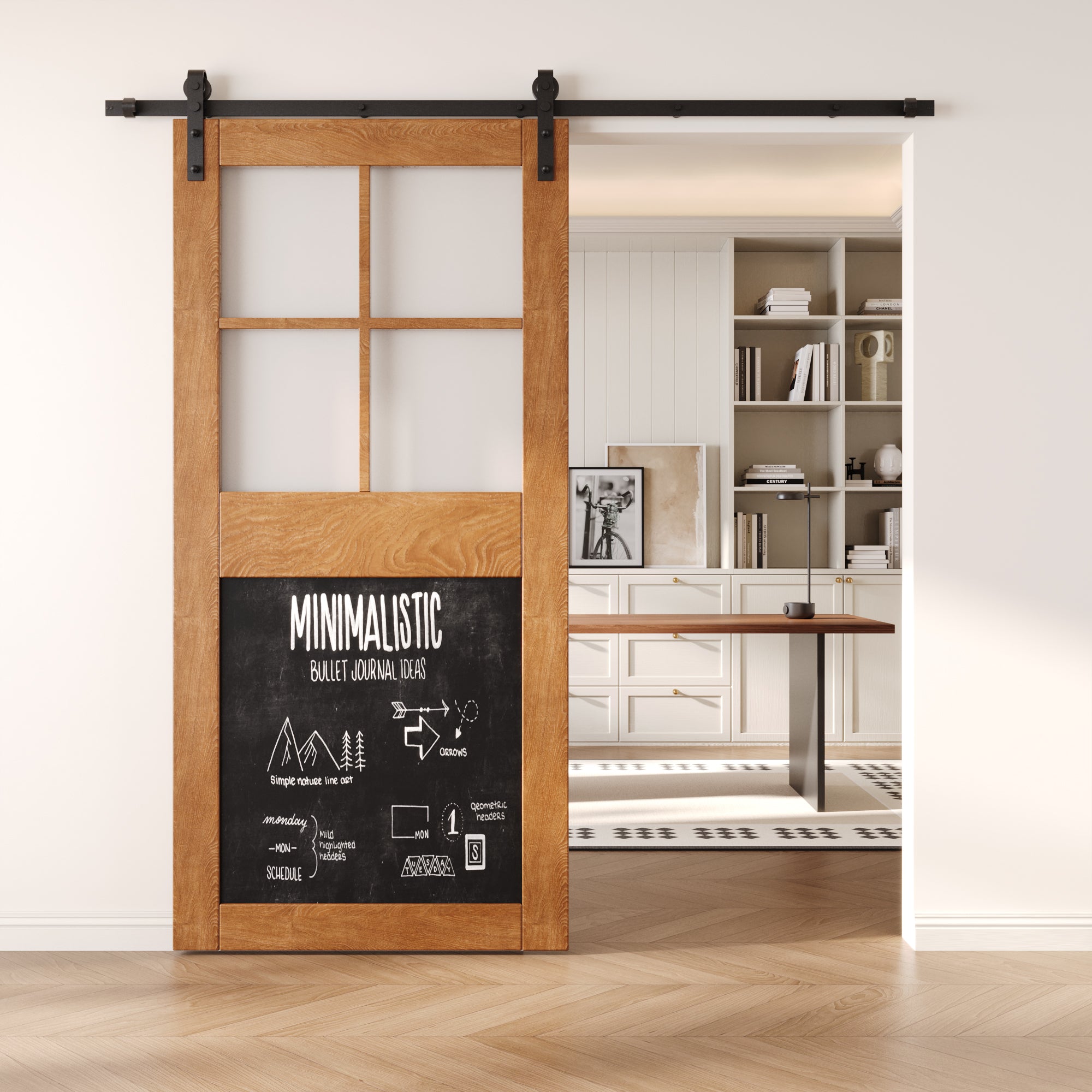 84" Height Early American Half Lite Chalkboard Unassembled & Finished Pine Wood Barn Door (Interior Use Only)