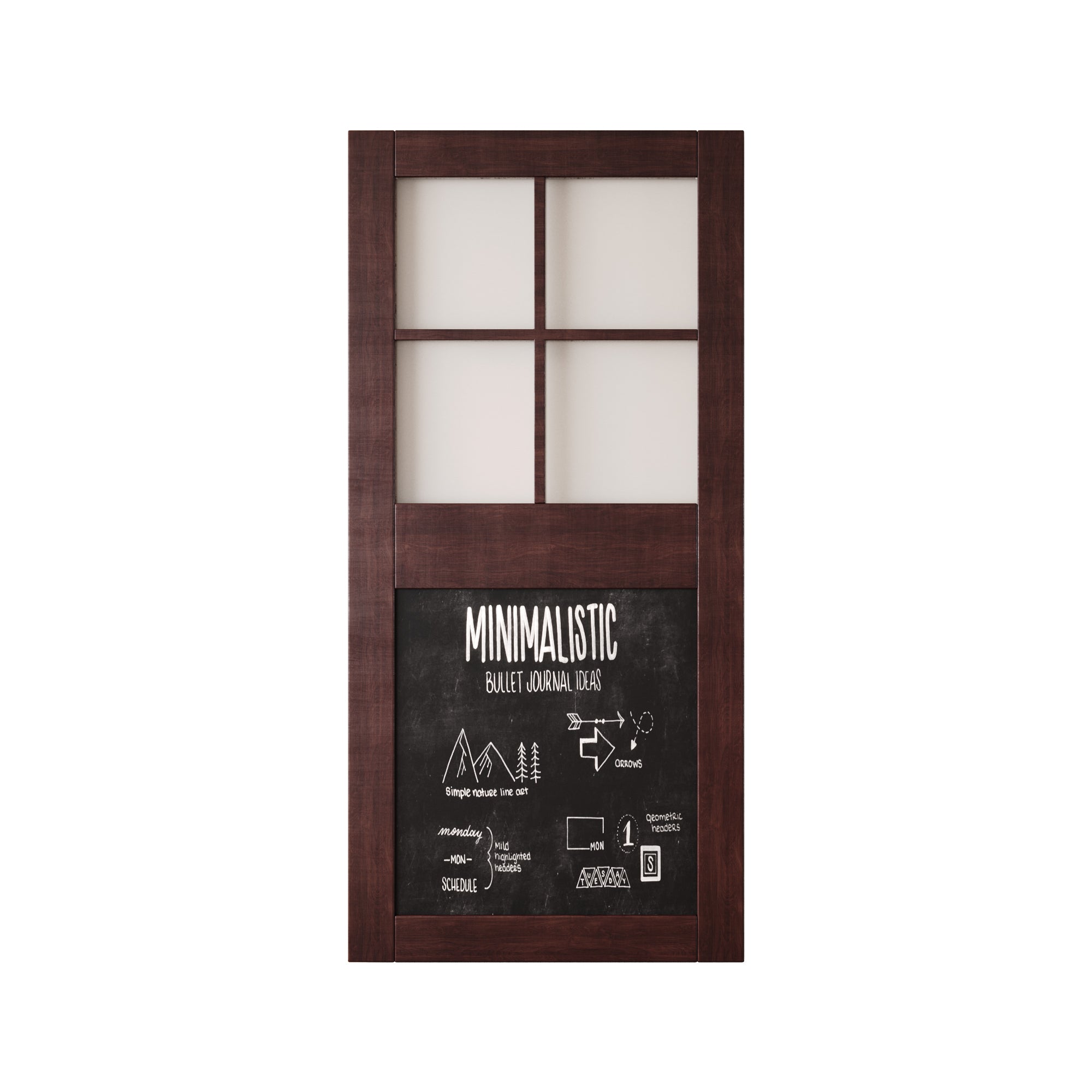 84" Height Red Mahogany Half Lite Chalkboard Unassembled & Finished Pine Wood Barn Door (Interior Use Only)