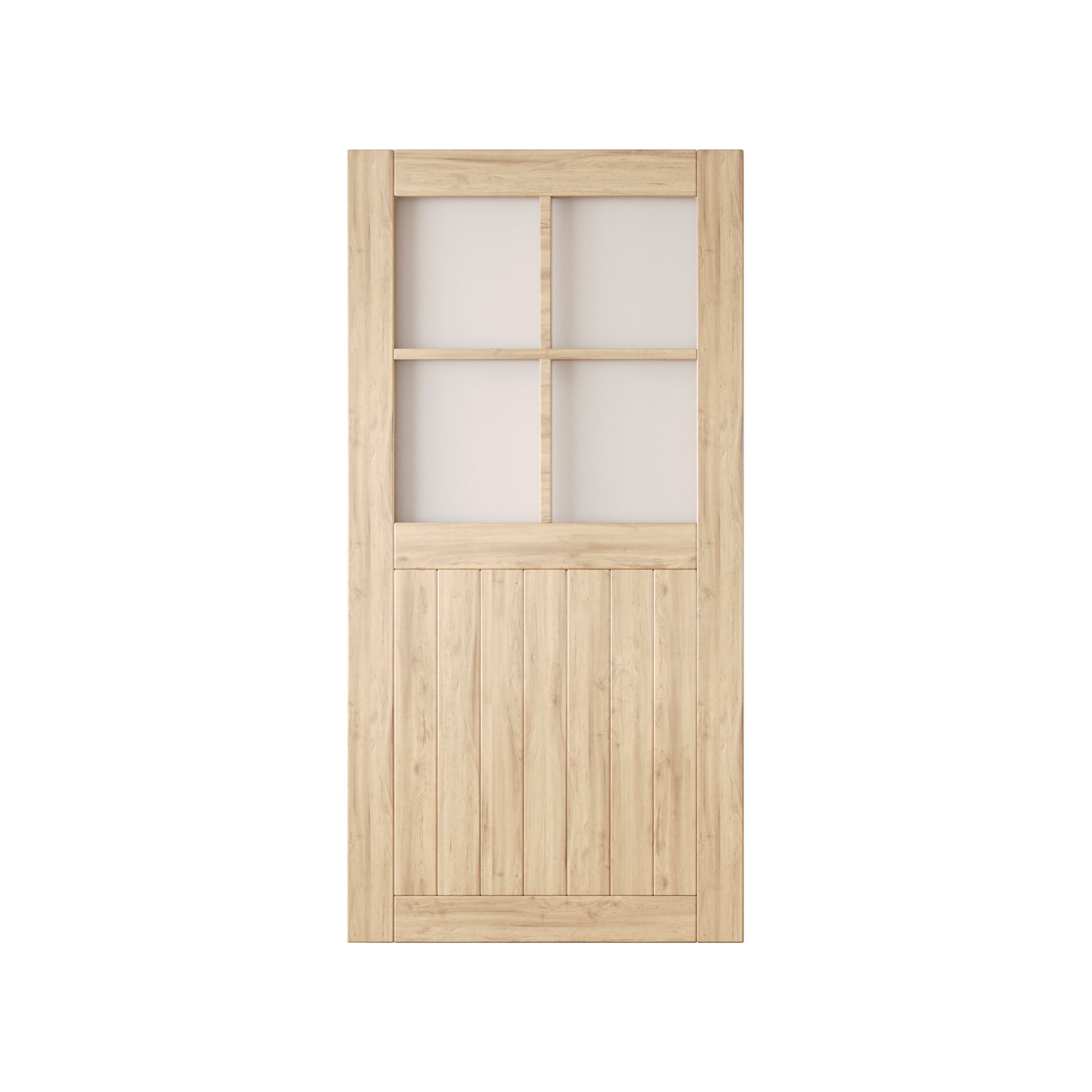 80" Height Half Lite Frosted Glass Cross Design Unassembled & Unfinished Pine Wood Barn Door (Interior Use Only)