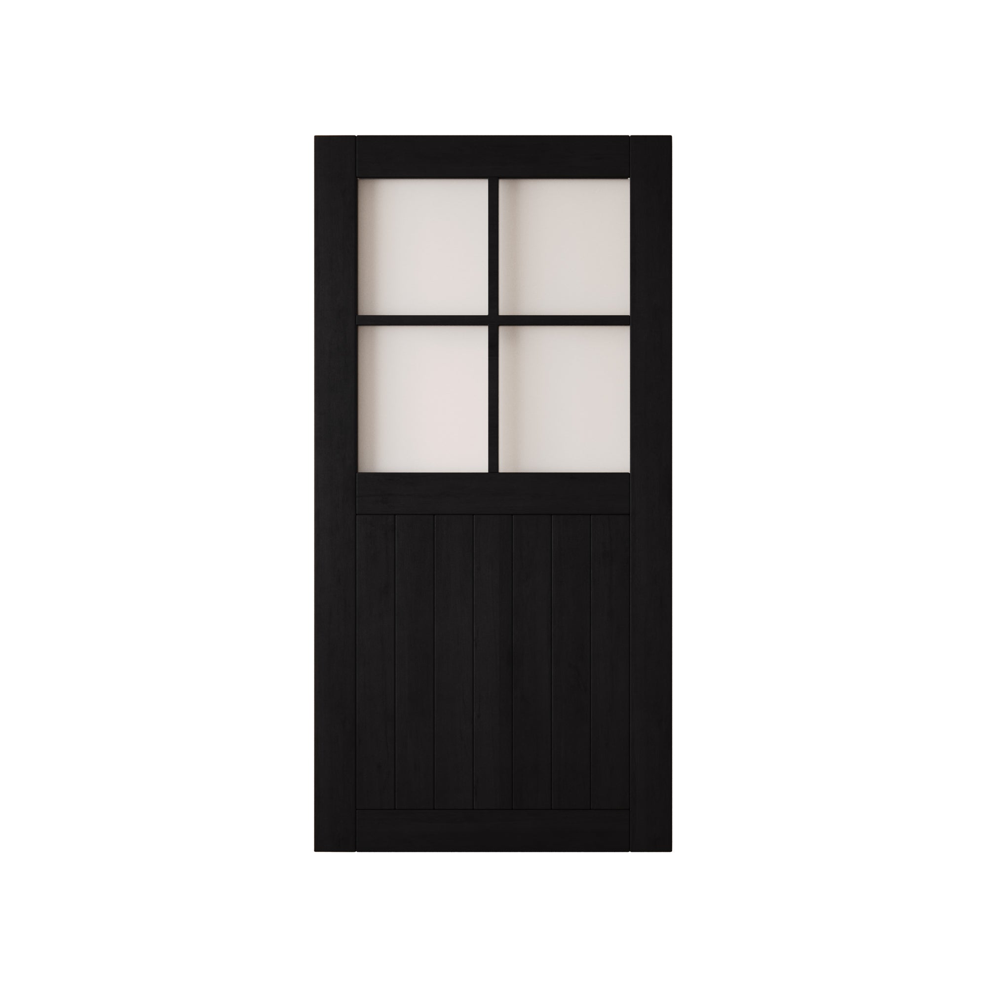 80" Height Black Half Lite Frosted Glass Cross Design Unassembled & Finished Pine Wood Barn Door (Interior Use Only)