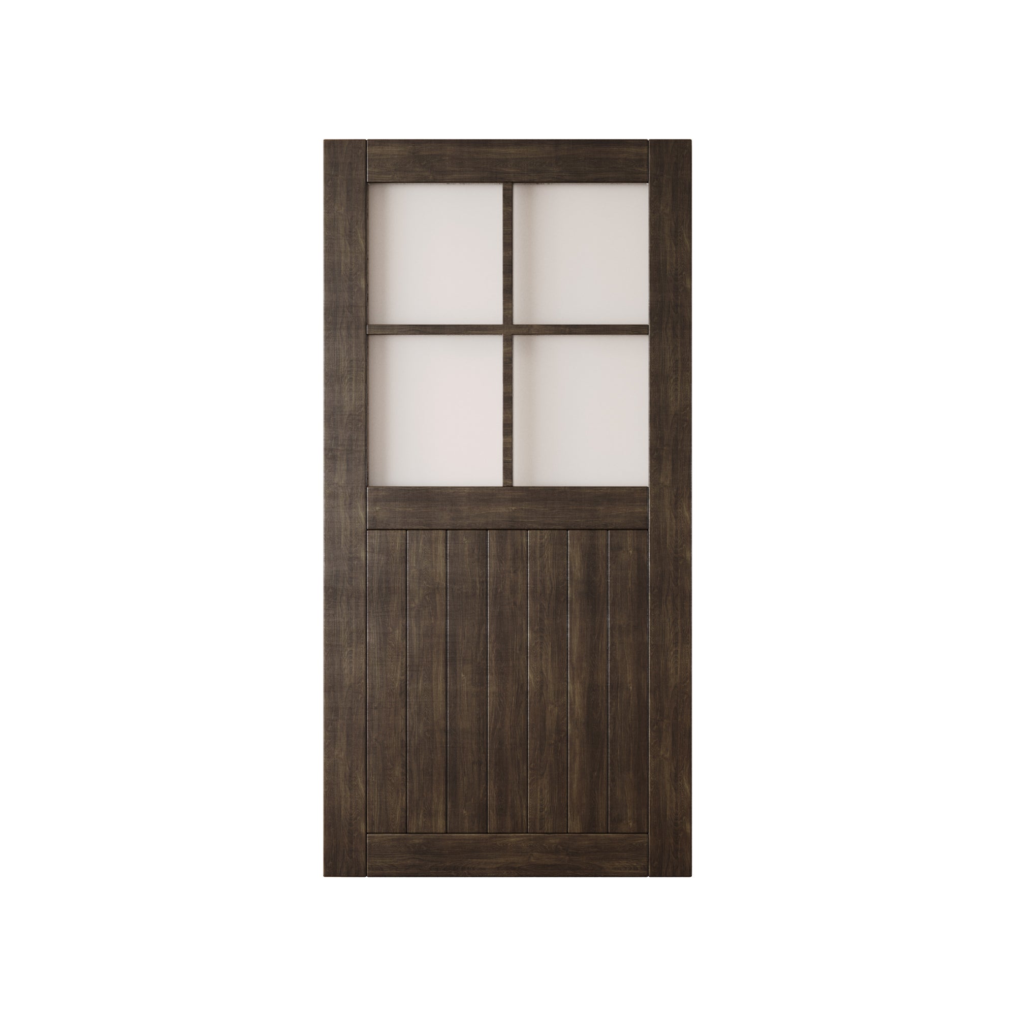 80" Height Ebony Half Lite Frosted Glass Cross Design Unassembled & Finished Pine Wood Barn Door (Interior Use Only)