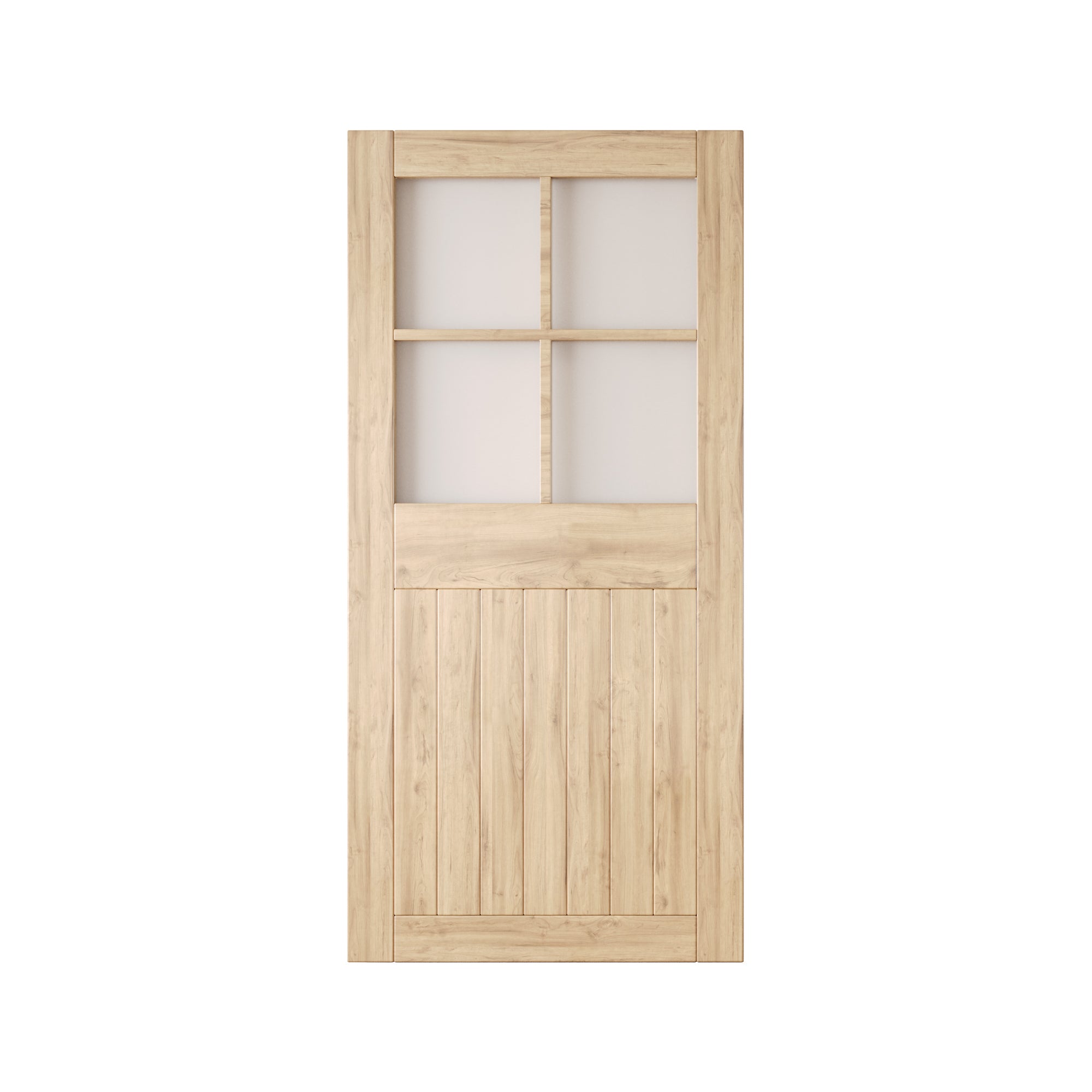 84" Height Half Lite Grid Glass Unassembled & Unfinished Pine Wood Barn Door (Interior Use Only)