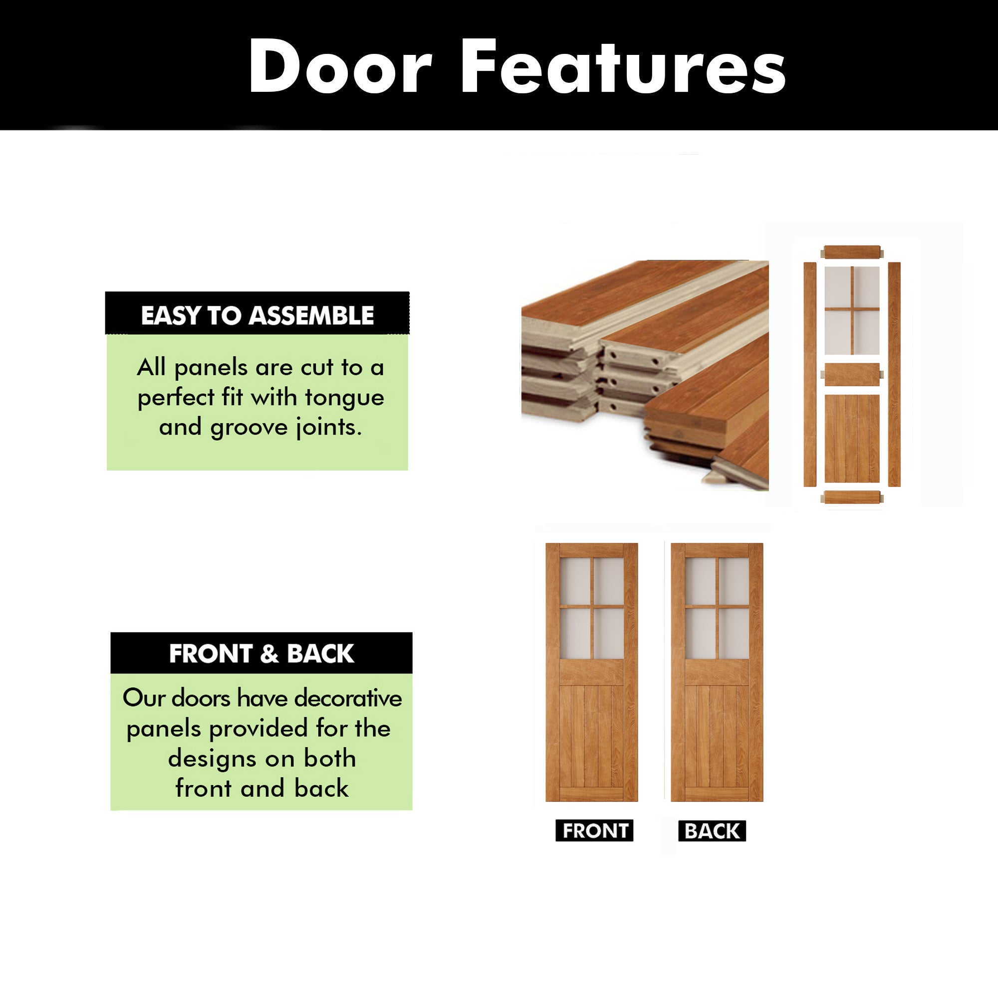 84" Height Early American Half Lite Frosted Glass Cross Design Unassembled & Finished Pine Wood Barn Door (Interior Use Only)