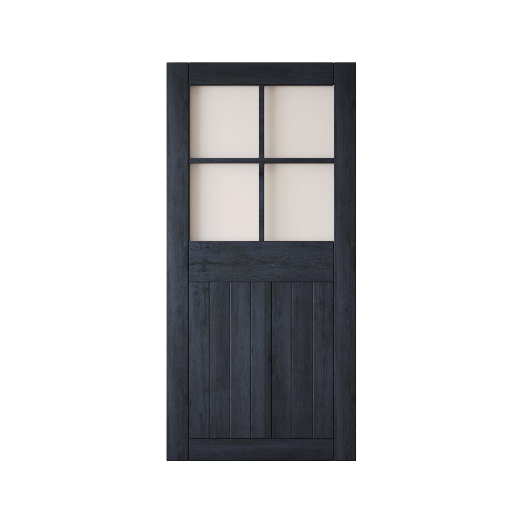 84" Height Navy Half Lite Grid Glass Unassembled & Finished Pine Wood Barn Door (Interior Use Only)
