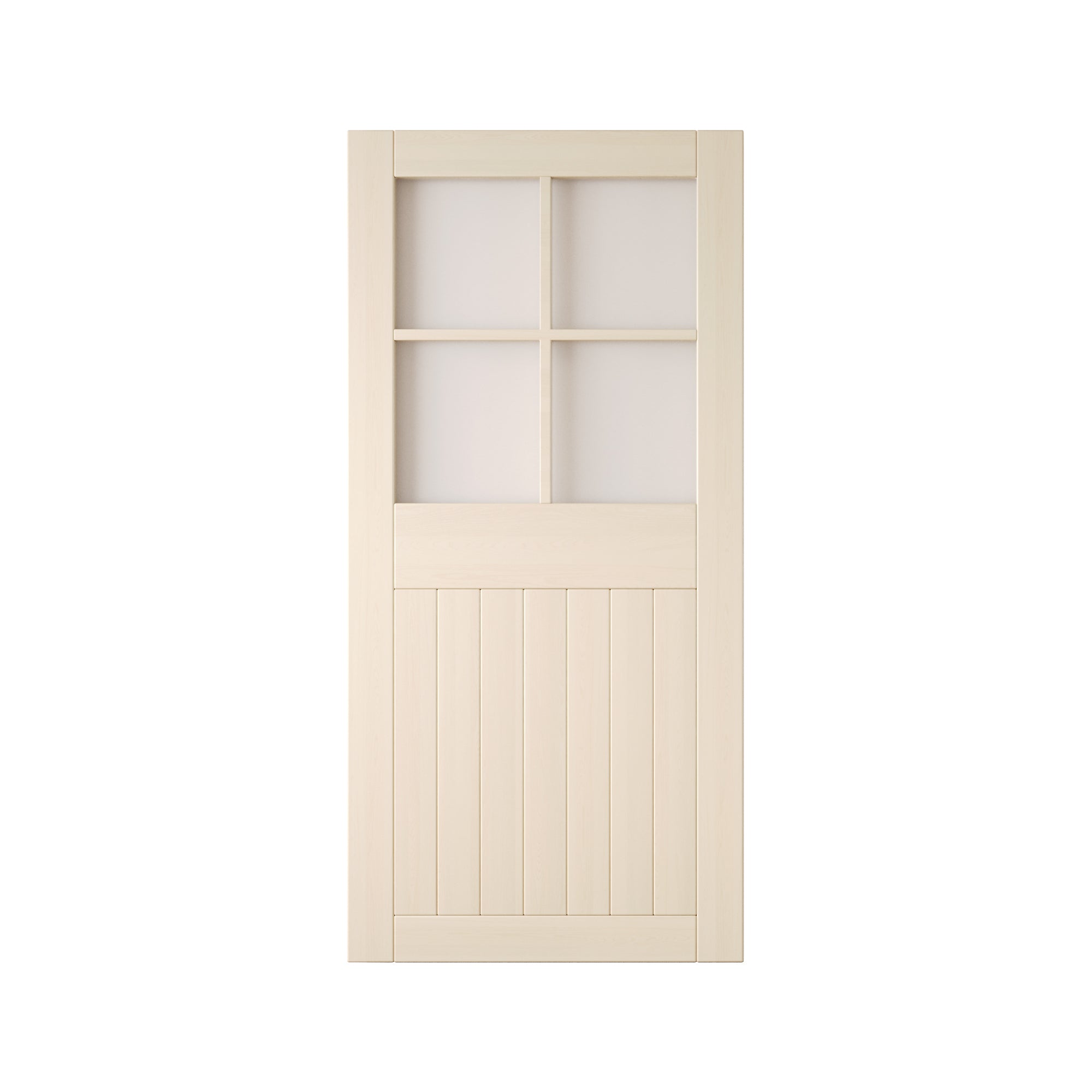84" Height Tinsmith Gray Half Lite Grid Glass Unassembled & Finished Pine Wood Barn Door (Interior Use Only)