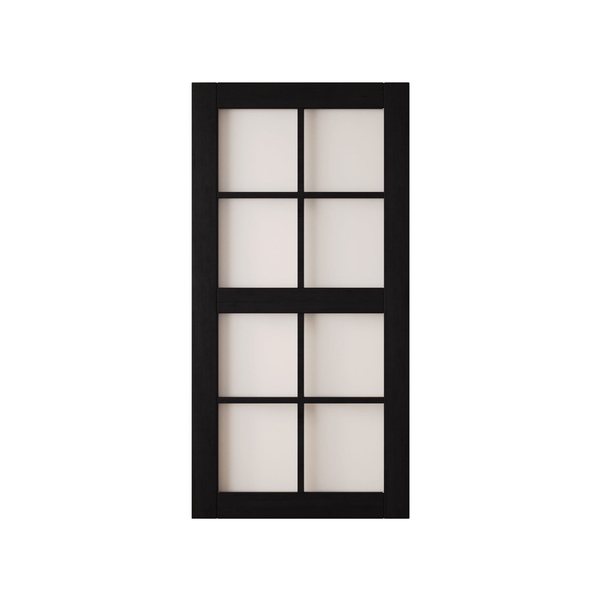 80" Height Black 8-Lite Frosted Glass Unassembled & Finished Pine Wood Barn Door (Interior Use Only)