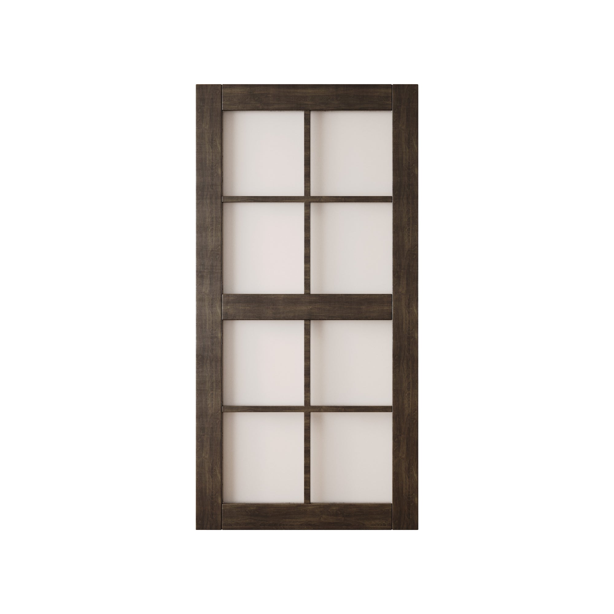80" Height Ebony 8-Lite Frosted Glass Unassembled & Finished Pine Wood Barn Door (Interior Use Only)