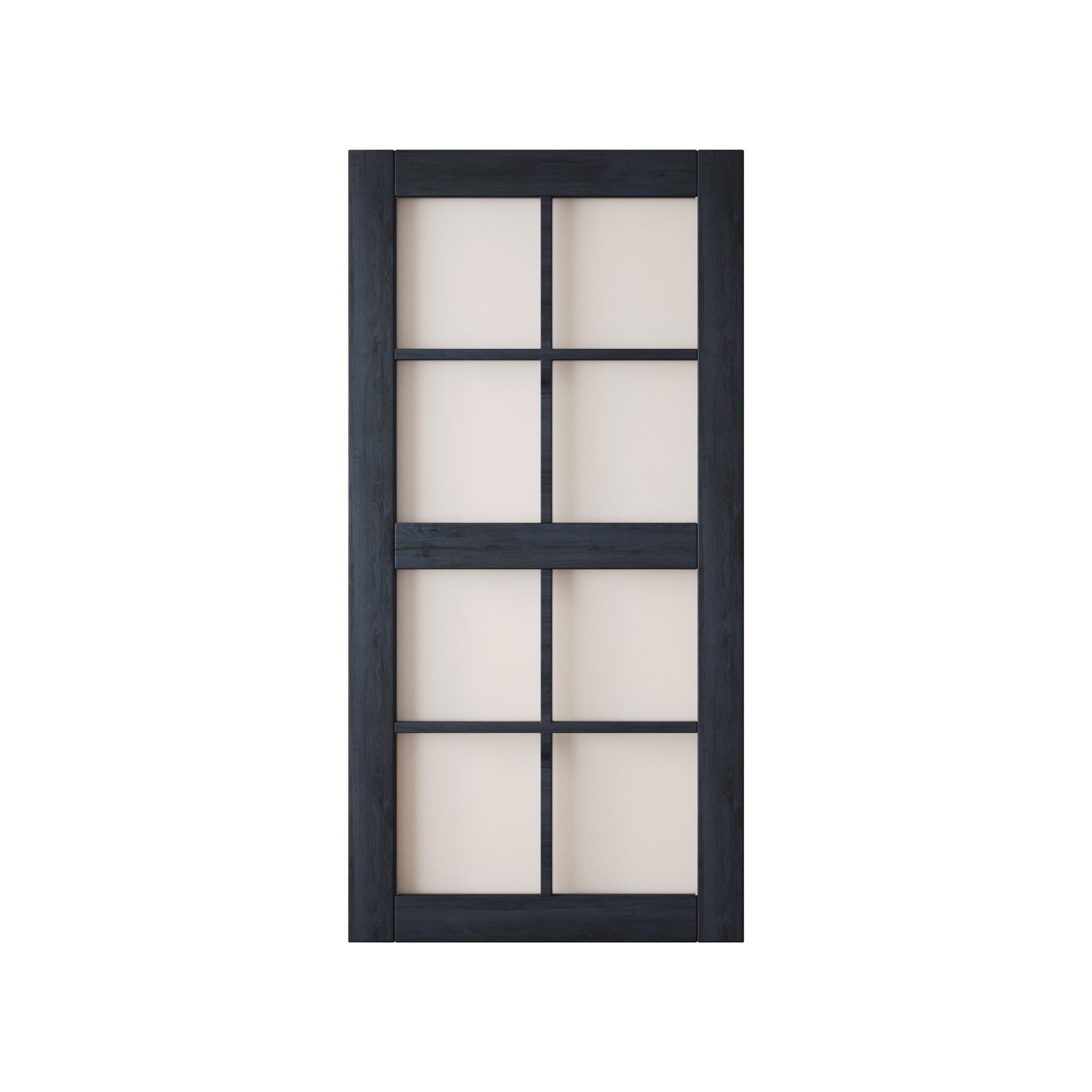 80" Height Navy 8-Lite Frosted Glass Unassembled & Finished Pine Wood Barn Door (Interior Use Only)