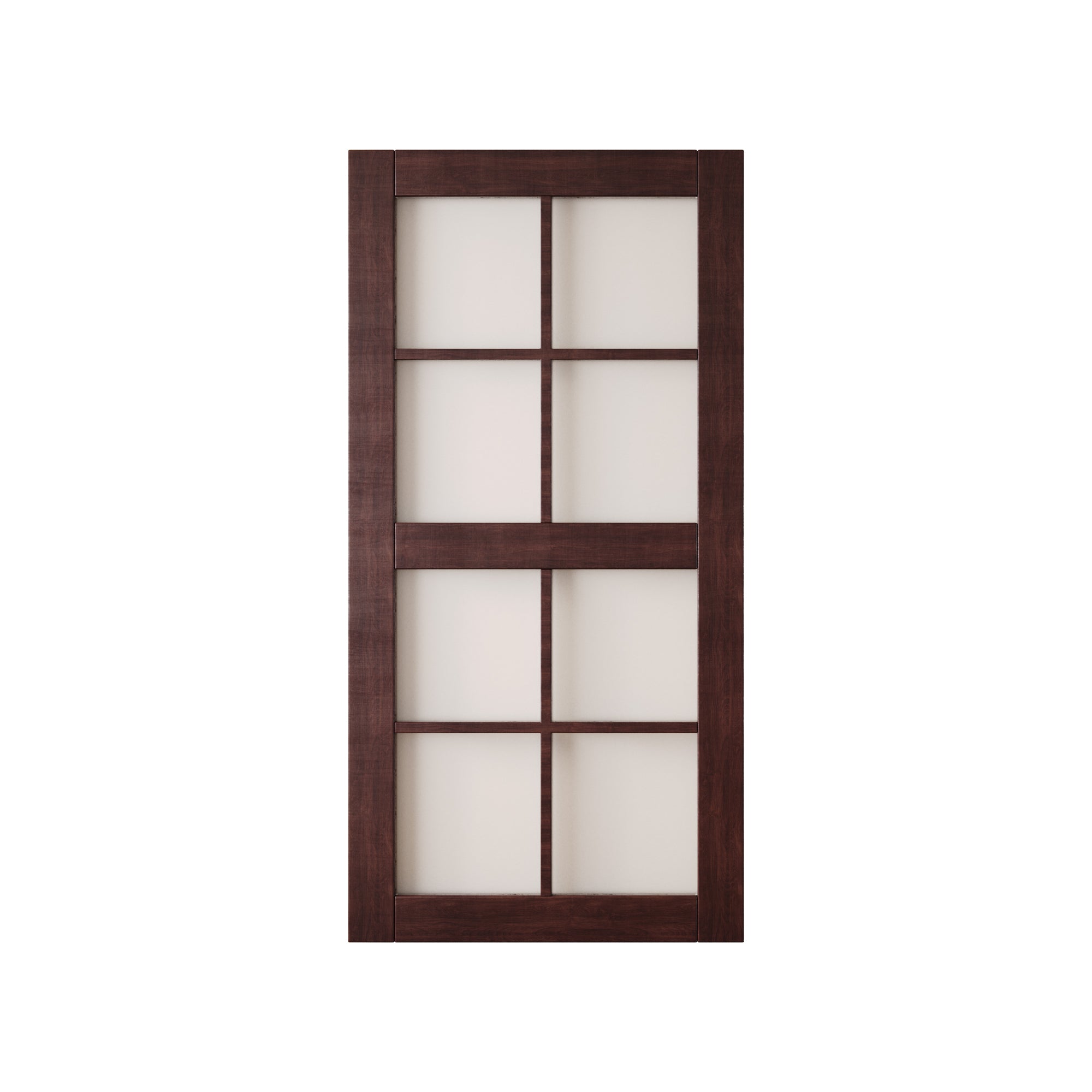 80" Height Red Mahogany 8-Lite Frosted Glass Unassembled & Finished Pine Wood Barn Door (Interior Use Only)