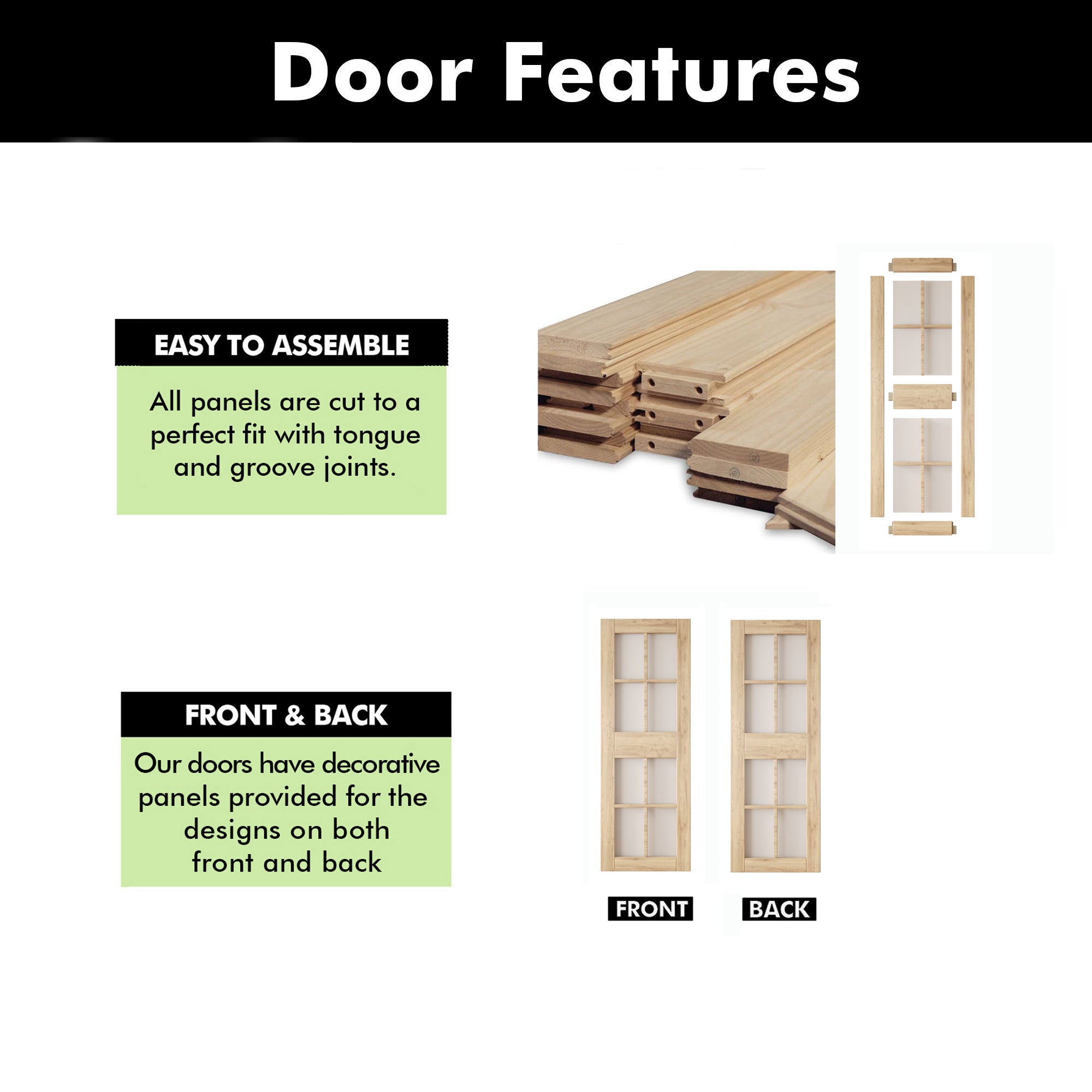 84" Height 8-Lite Frosted Glass Unassembled & Unfinished Pine Wood Barn Door (Interior Use Only)
