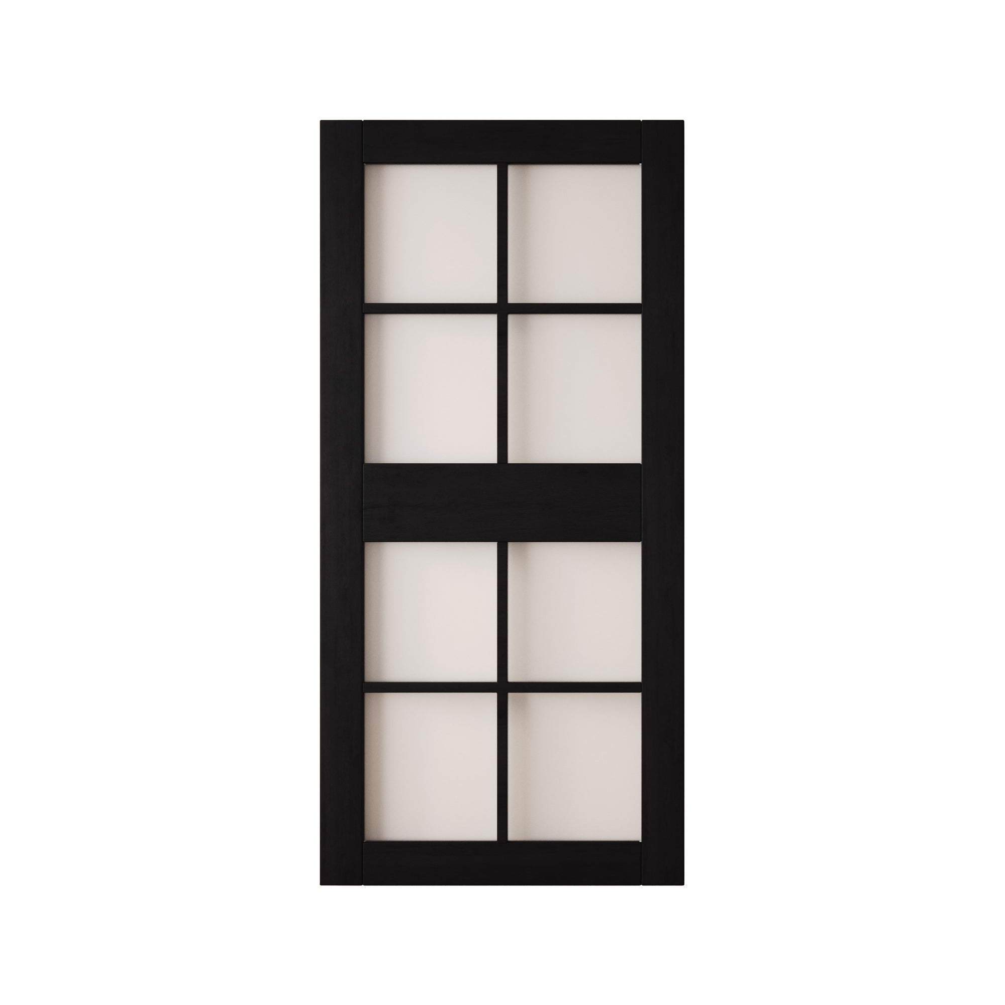 84" Height Black 8-Lite Frosted Glass Unassembled & Finished Pine Wood Barn Door (Interior Use Only)