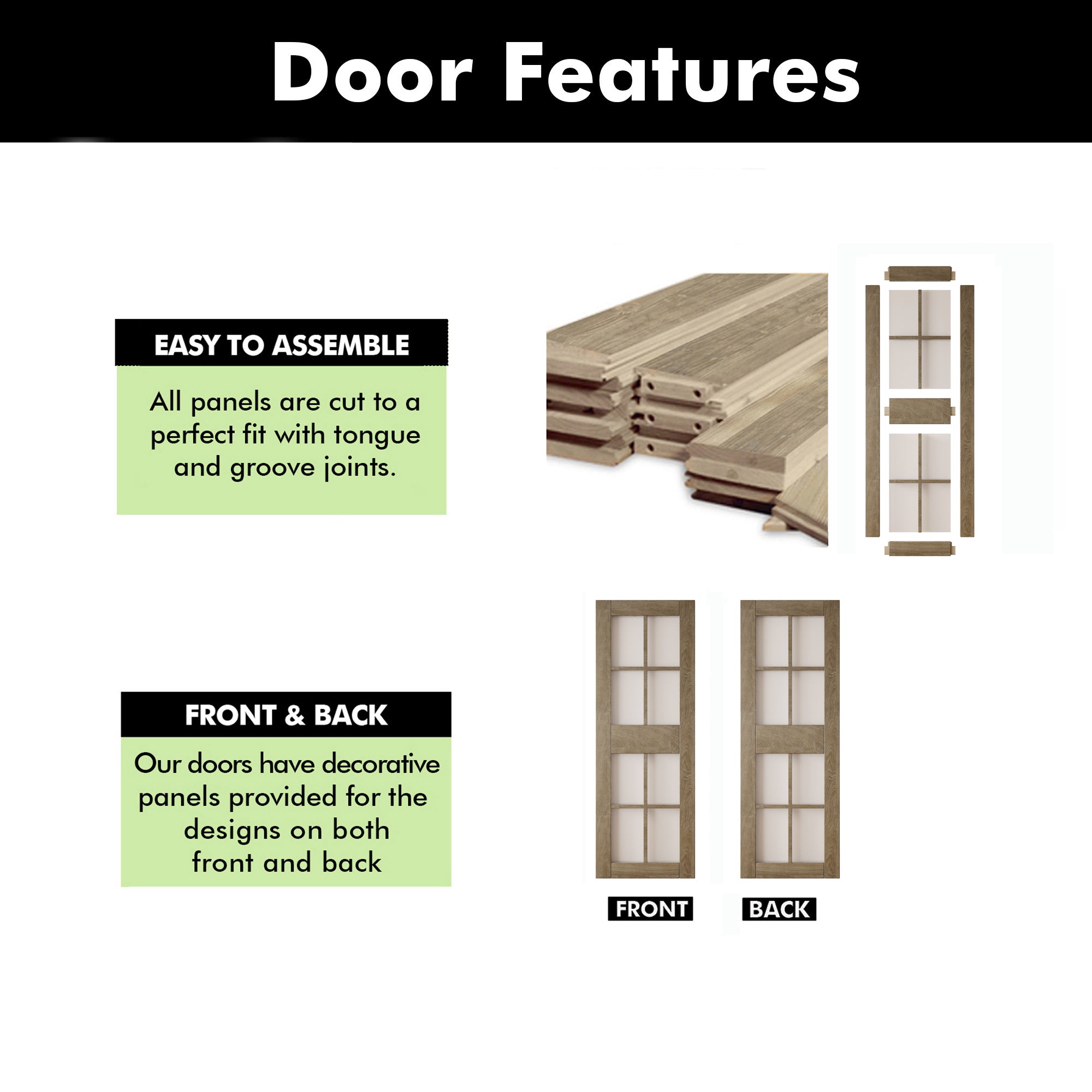 84" Height Classic Gray 8-Lite Frosted Glass Unassembled & Finished Pine Wood Barn Door (Interior Use Only)