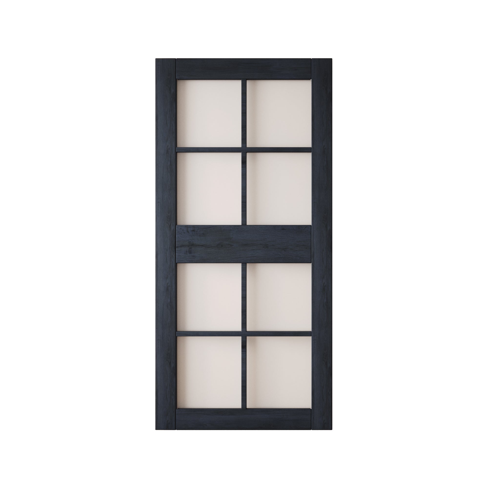 84" Height Navy 8-Lite Frosted Glass Unassembled & Finished Pine Wood Barn Door (Interior Use Only)