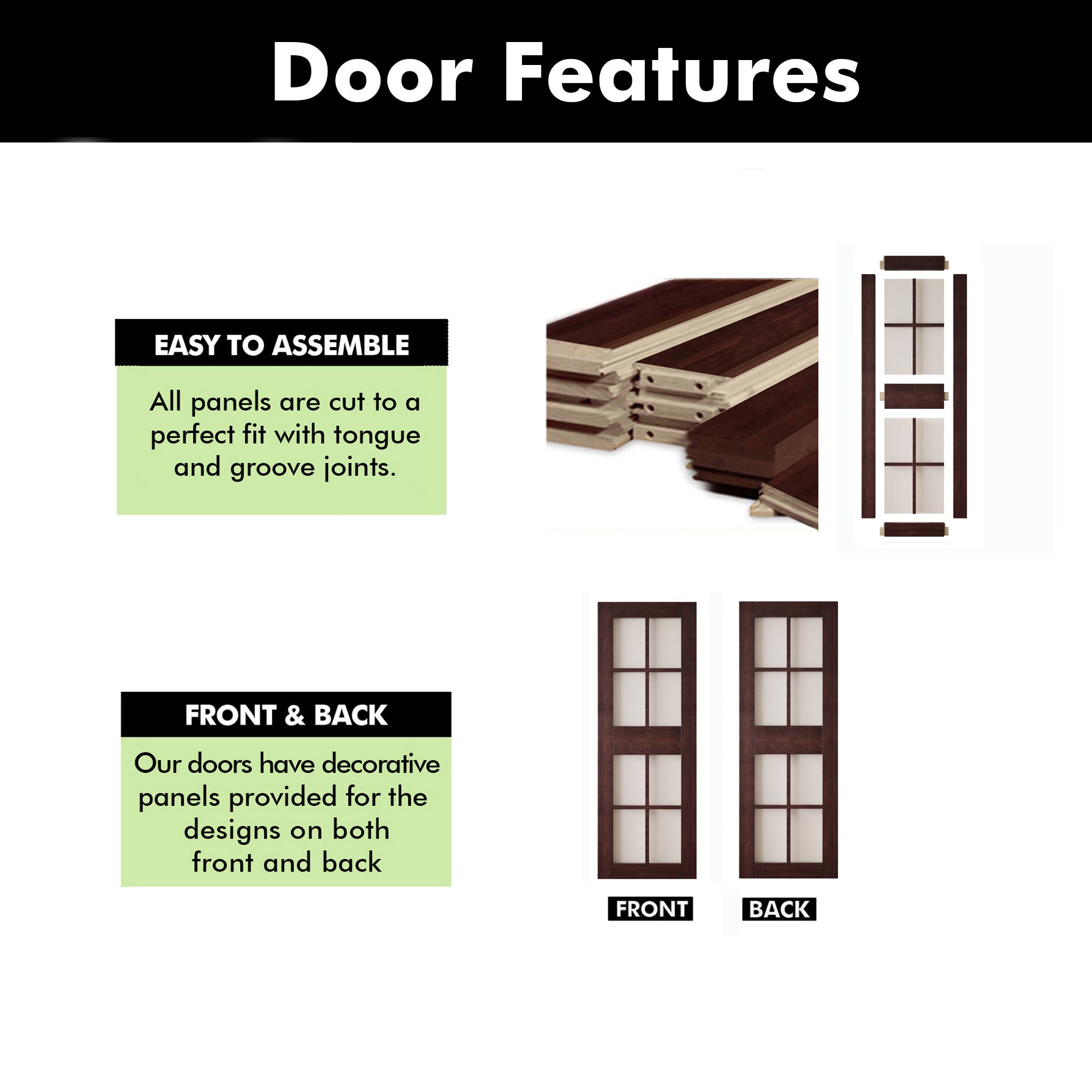 84" Height Red Mahogany 8-Lite Frosted Glass Unassembled & Finished Pine Wood Barn Door (Interior Use Only)