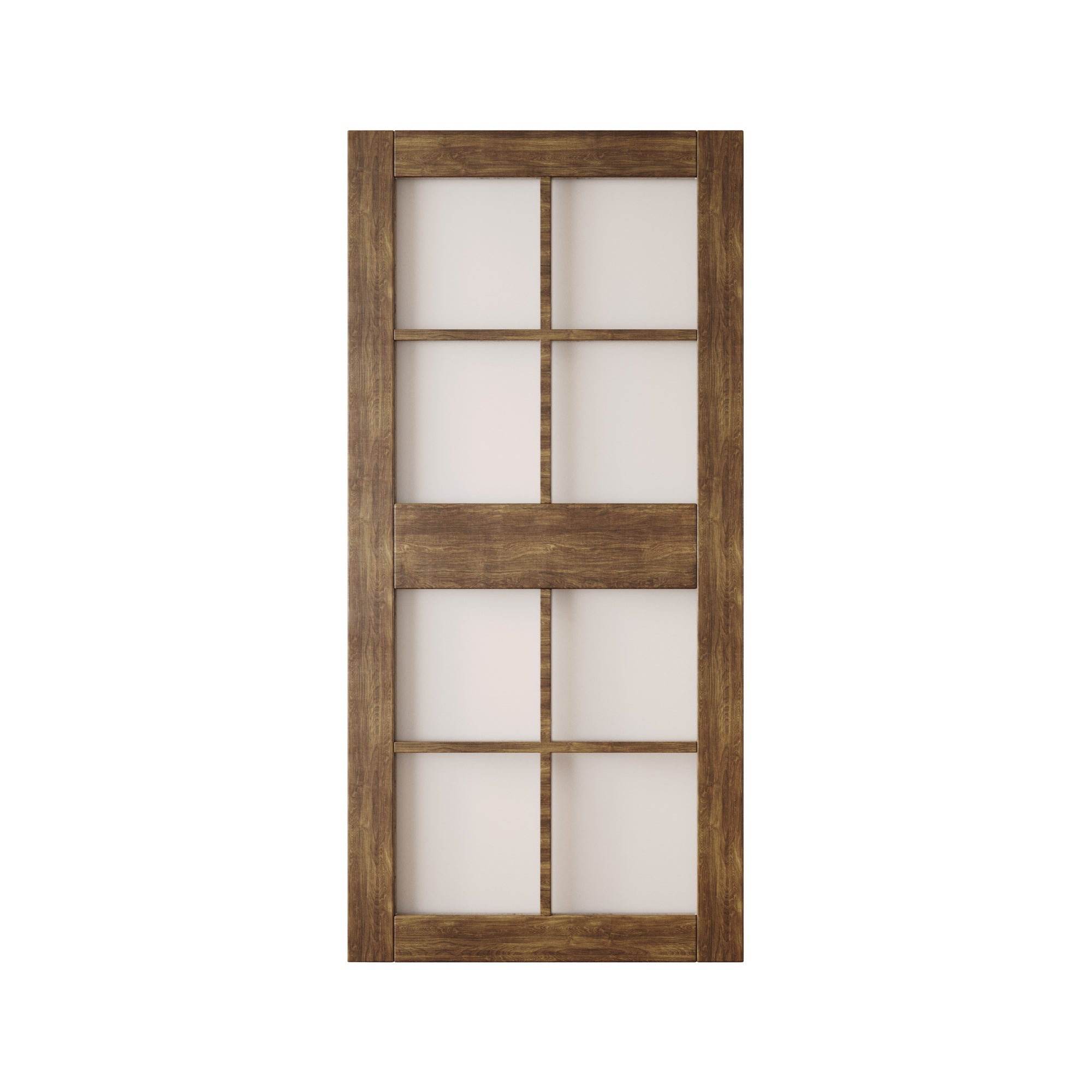 84" Height Dark Walnut 8-Lite Frosted Glass Unassembled & Finished Pine Wood Barn Door (Interior Use Only)