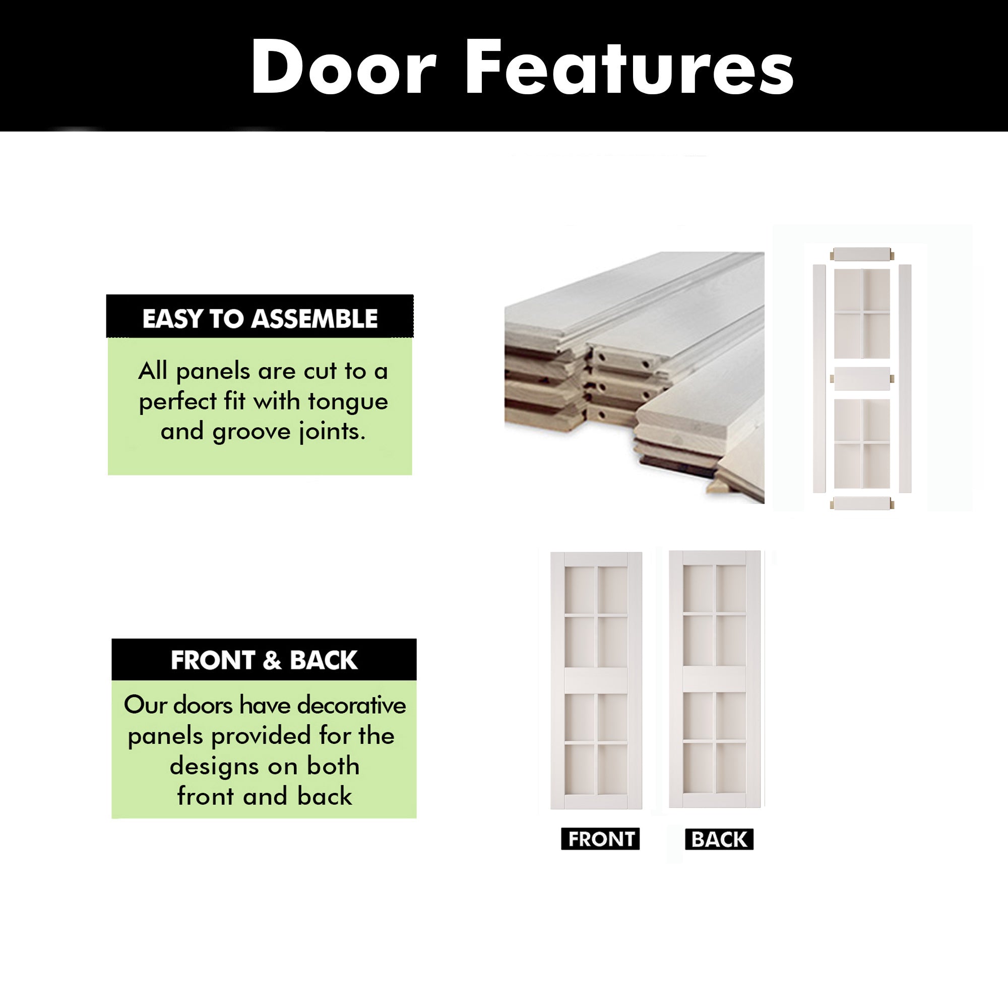 84" Height White 8-Lite Frosted Glass Unassembled & Finished Pine Wood Barn Door (Interior Use Only)