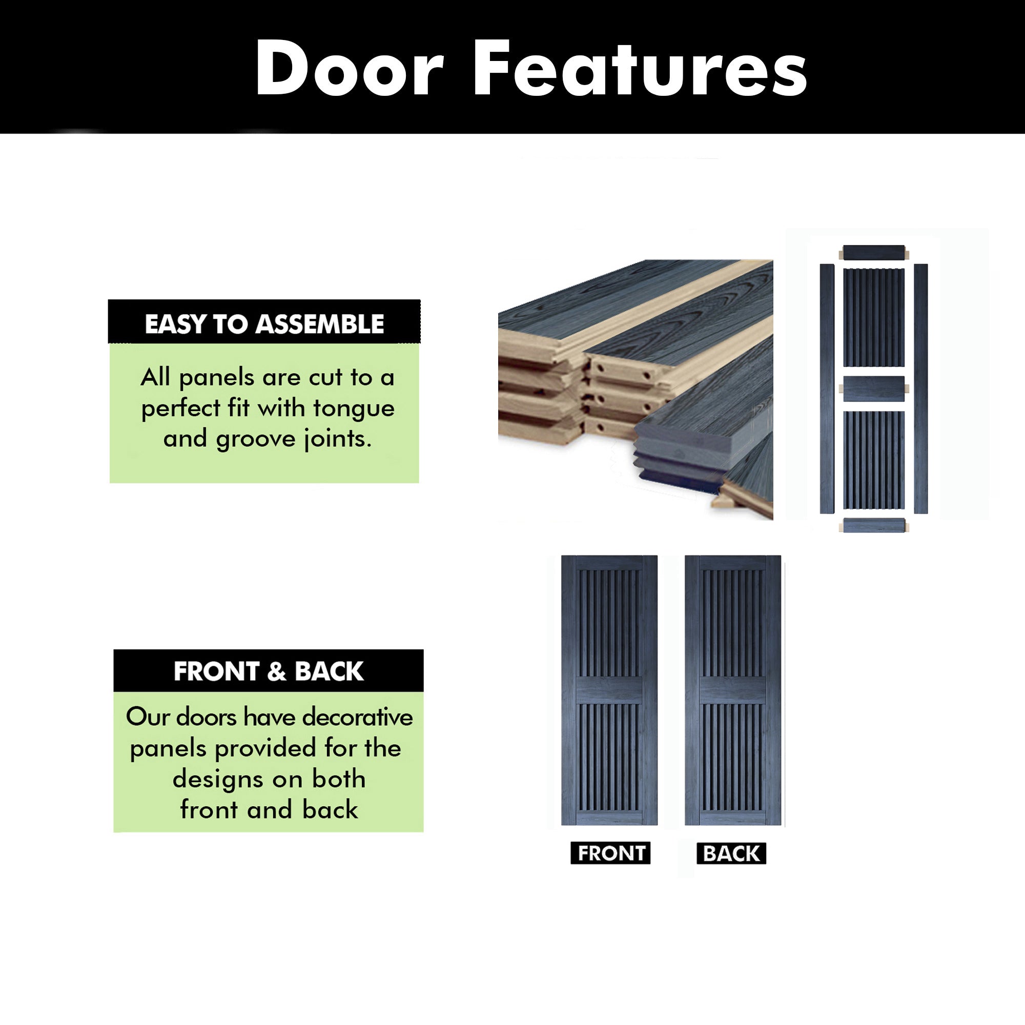 84" Height Navy Vertical Stripe Design Unassembled & Finished Pine Wood Barn Door (Interior Use Only)