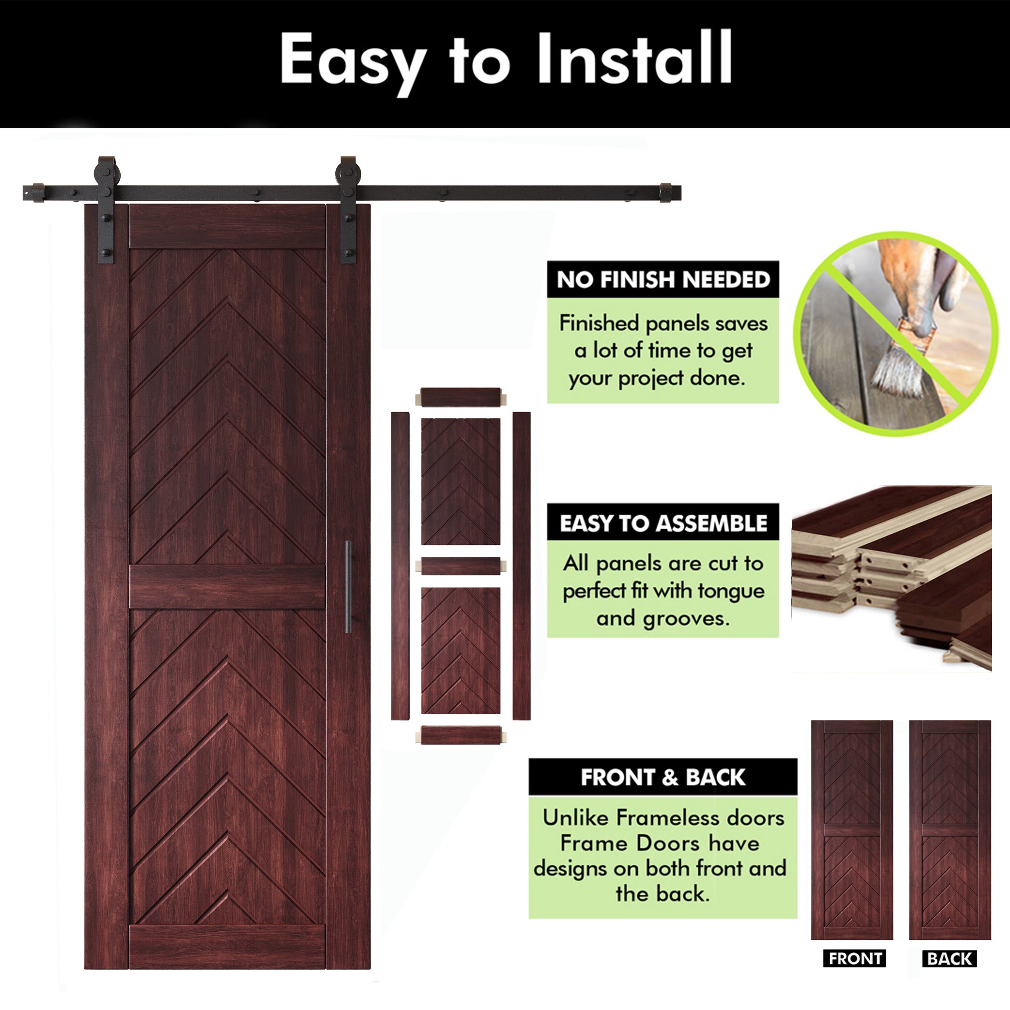 pine wood barn door red