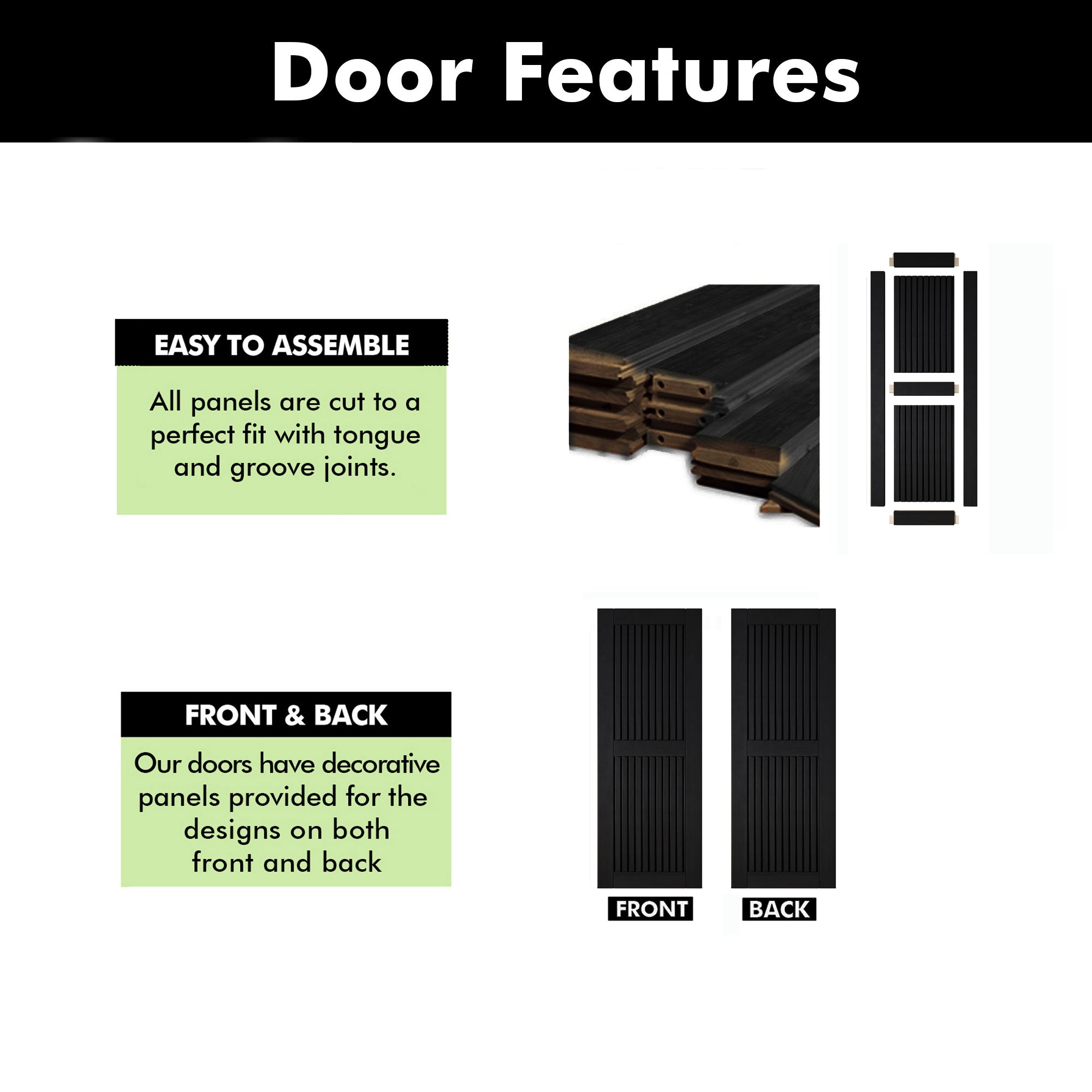 80" Height Black Vertical Stripe Design Unassembled & Finished Pine Wood Barn Door (Interior Use Only)