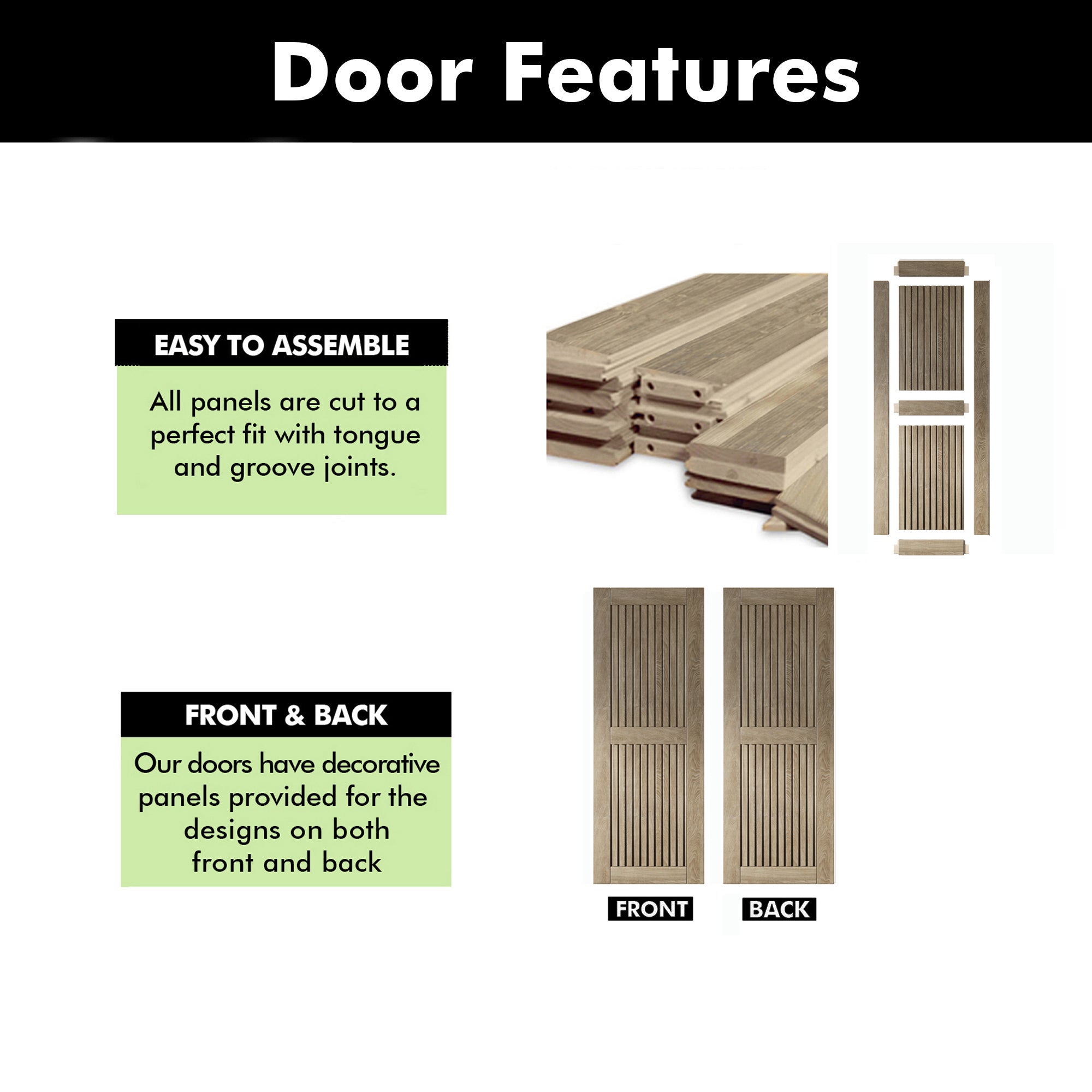 80" Height Classic Gray Vertical Stripe Design Unassembled & Finished Pine Wood Barn Door (Interior Use Only)