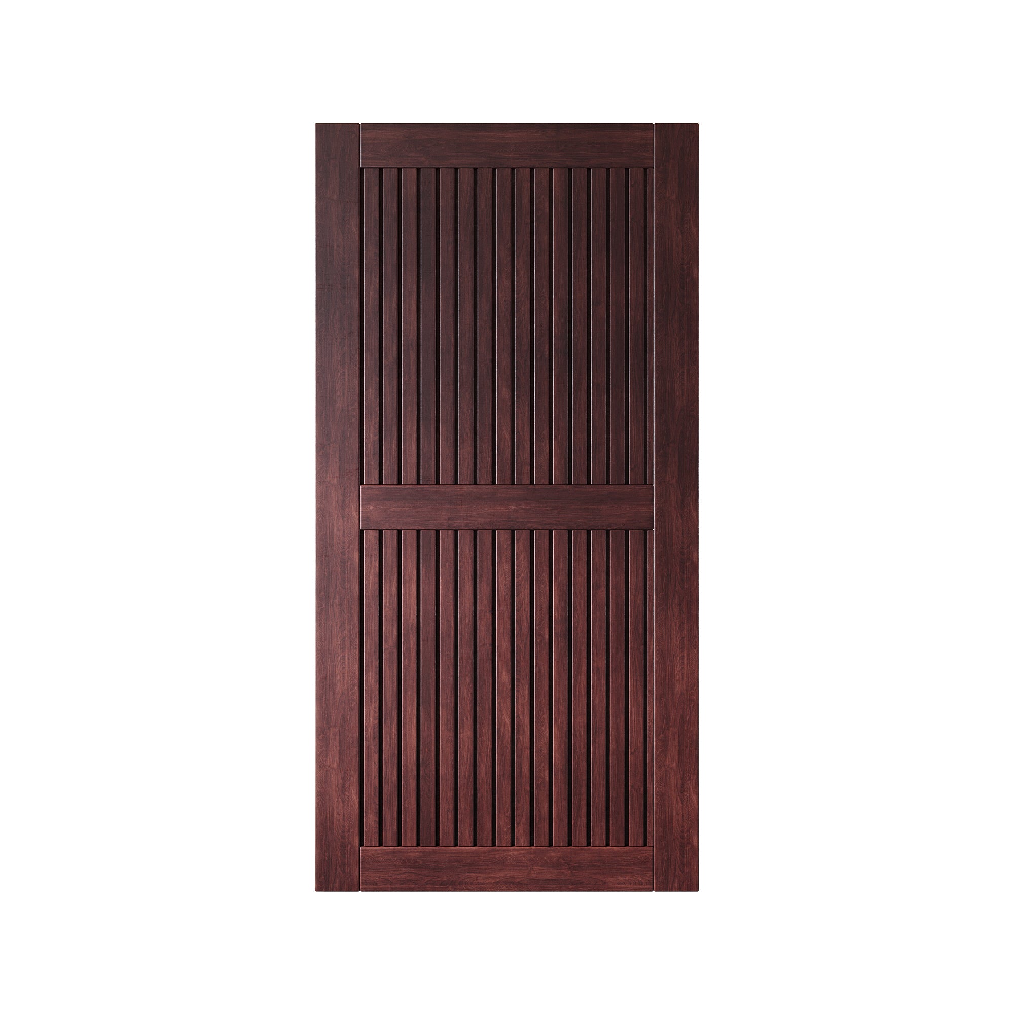80" Height Red Mahogany Vertical Stripe Design Unassembled & Finished Pine Wood Barn Door (Interior Use Only)