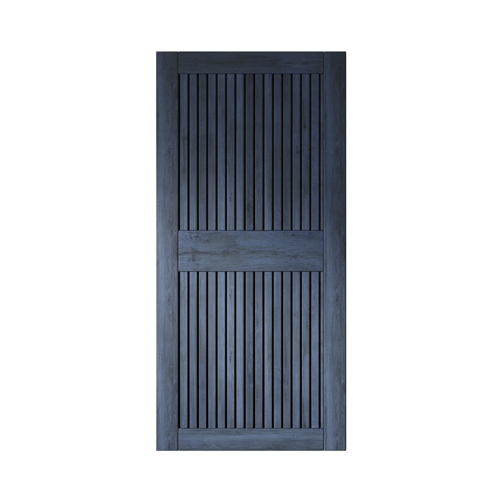 84" Height Navy Vertical Stripe Design Unassembled & Finished Pine Wood Barn Door (Interior Use Only)