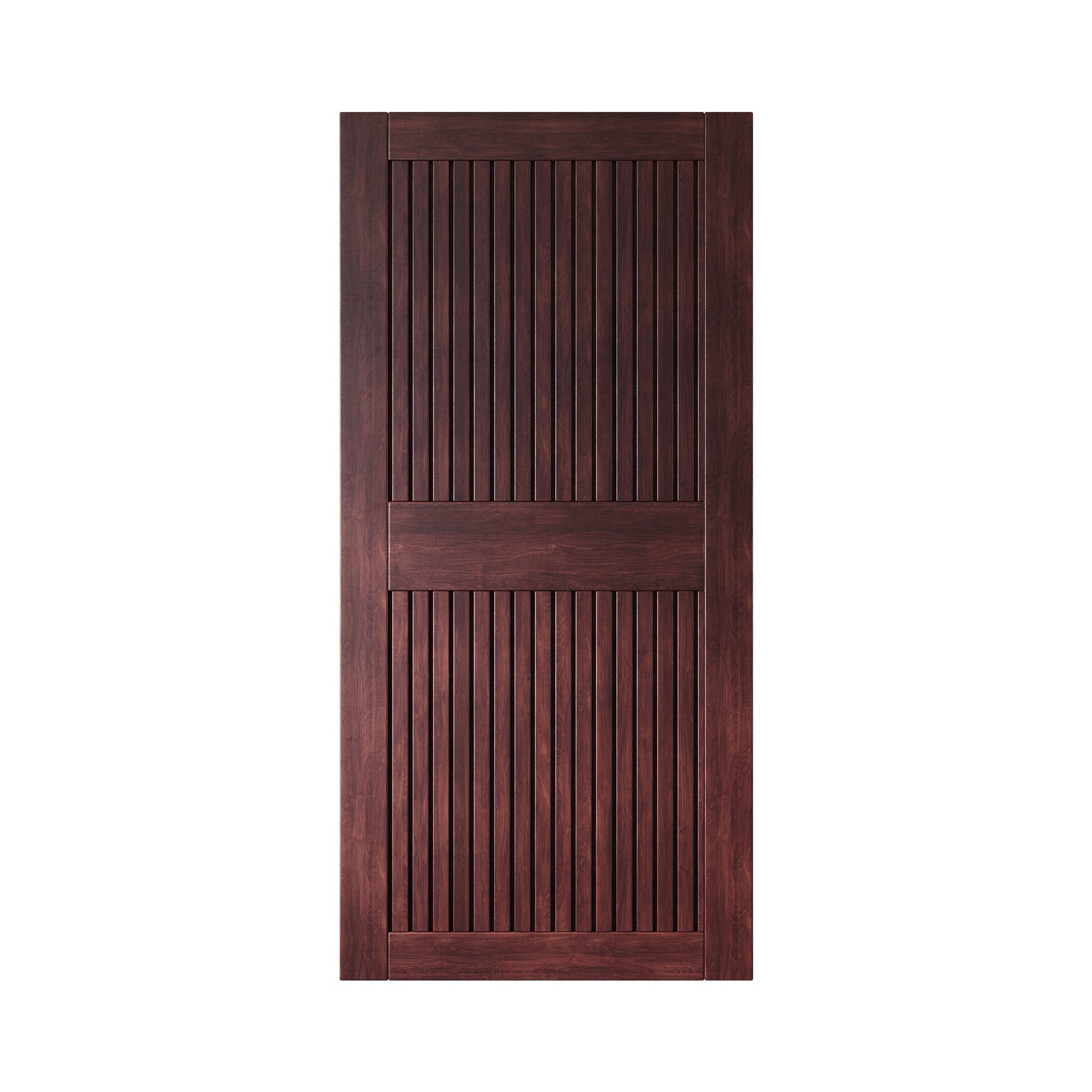 84" Height Red Mahogany Vertical Stripe Design Unassembled & Finished Pine Wood Barn Door (Interior Use Only)