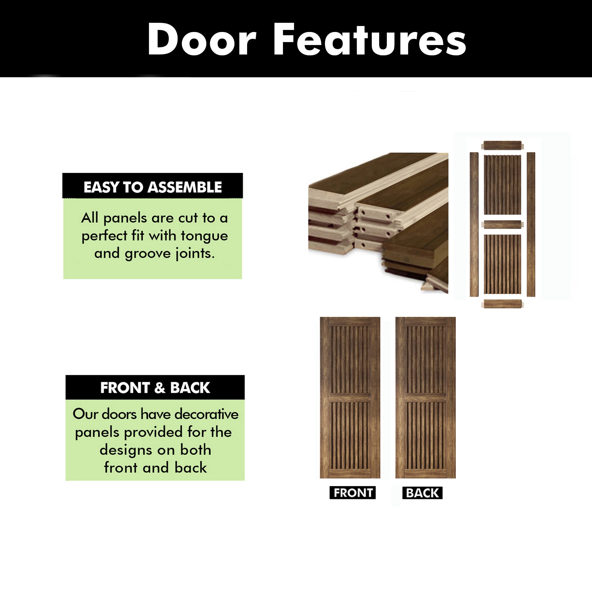 80" Height Dark Walnut Vertical Stripe Design Unassembled & Finished Pine Wood Barn Door (Interior Use Only)
