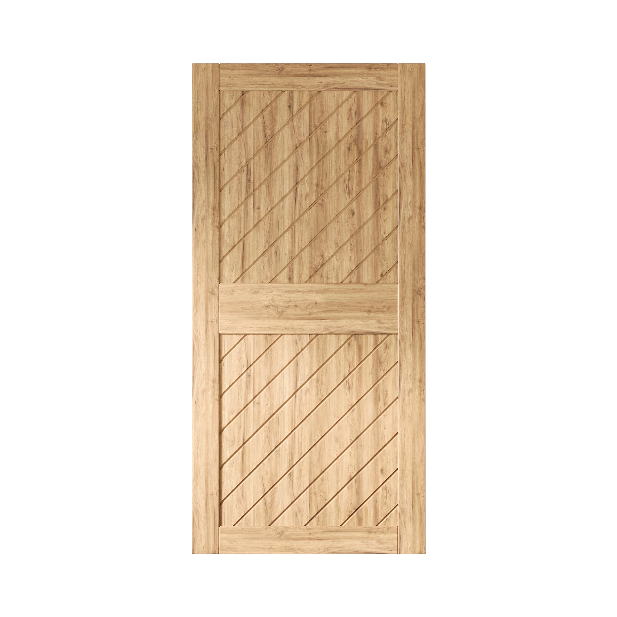 84" Height Unassembled & Unfinished Slanted Stripe Design Pine Wood Barn Door (Interior Use Only)