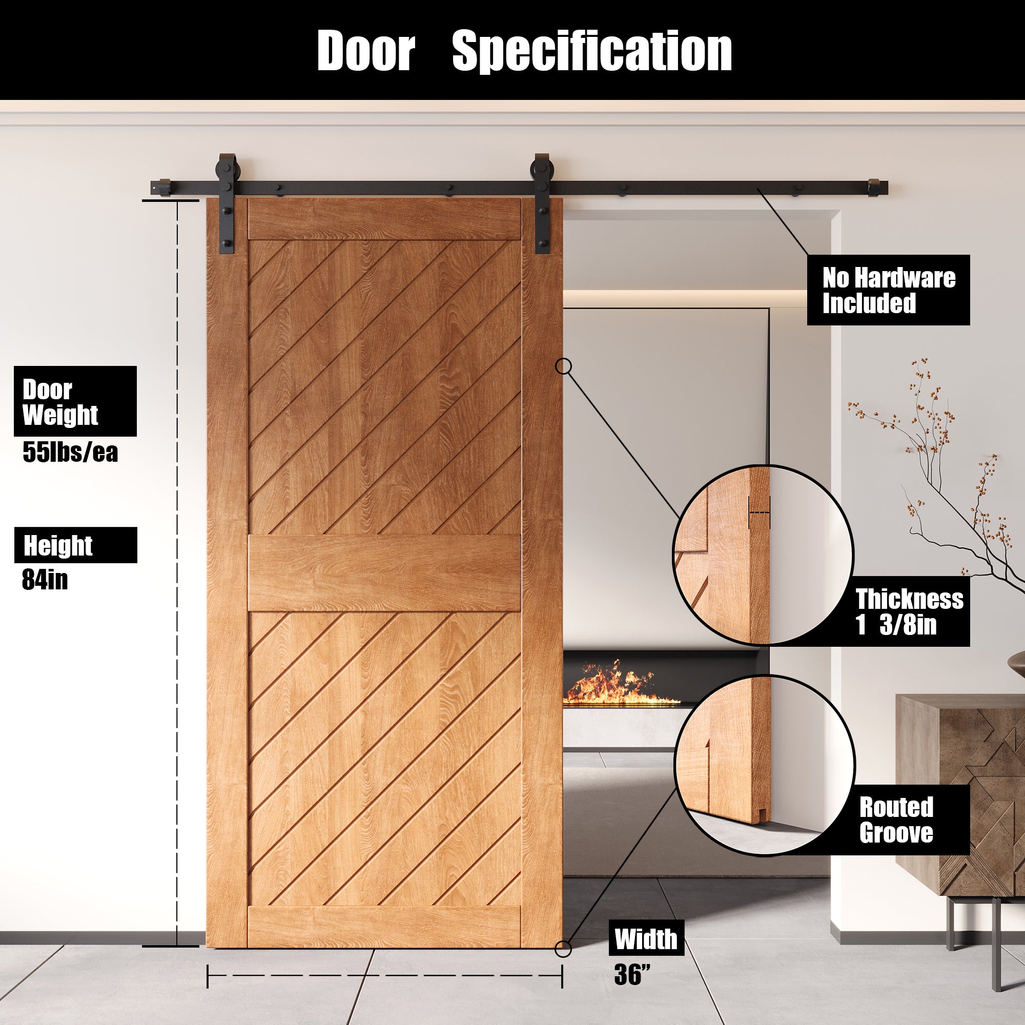 84" american slanted stripe door