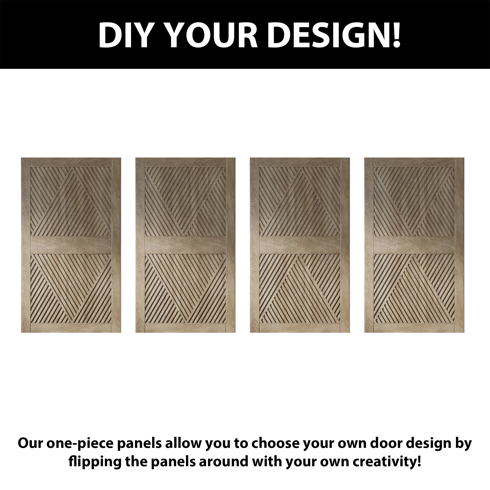 84" Height Classic Gray Diamond Design Unassembled & Finished Pine Wood Barn Door with Non-Bypass Installation Hardware Kit(Interior Use Only)