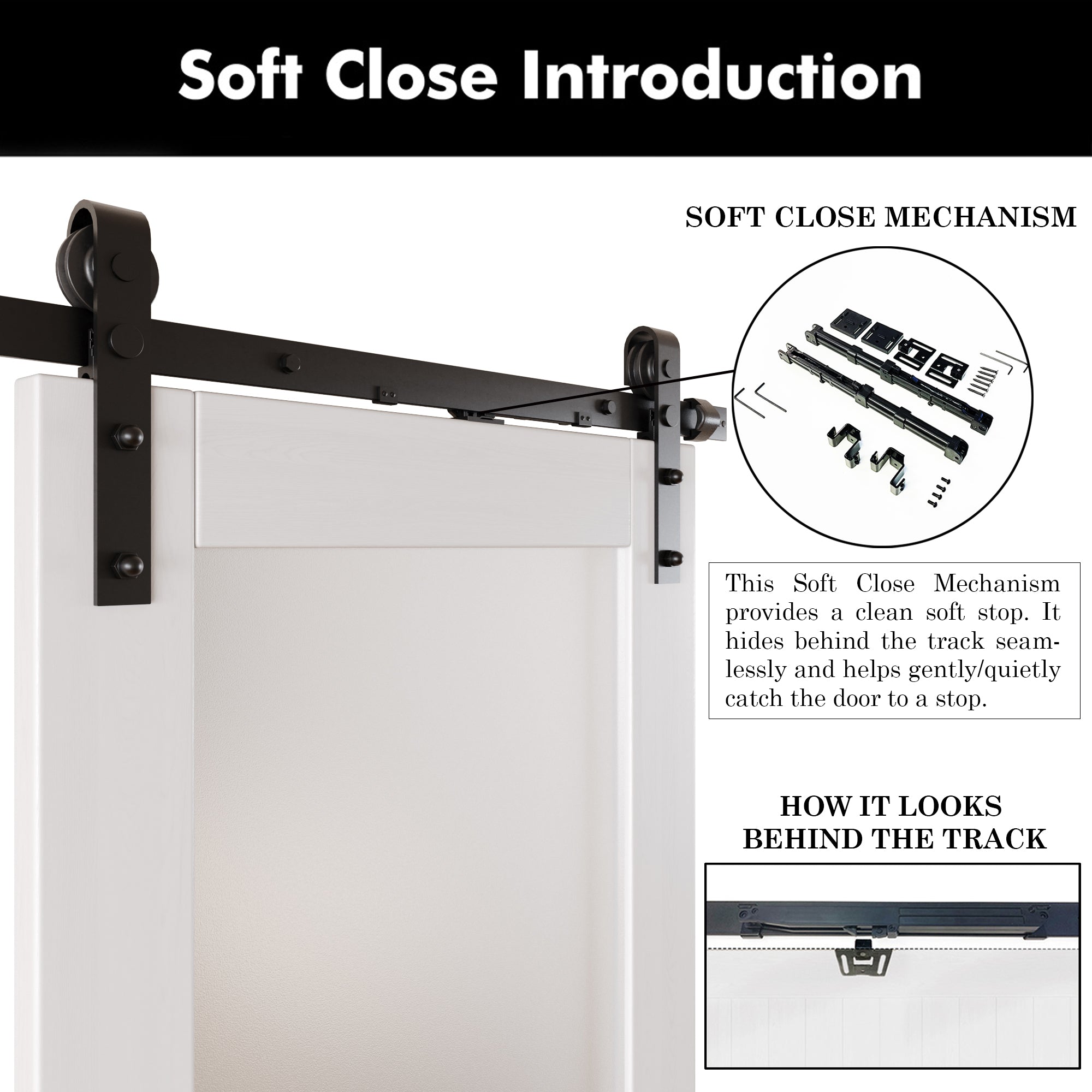 84" Height White Half Lite Frosted Glass Unassembled & Finished Pine Wood Barn Door with Non-Bypass Installation Hardware Kit (Interior Use Only)