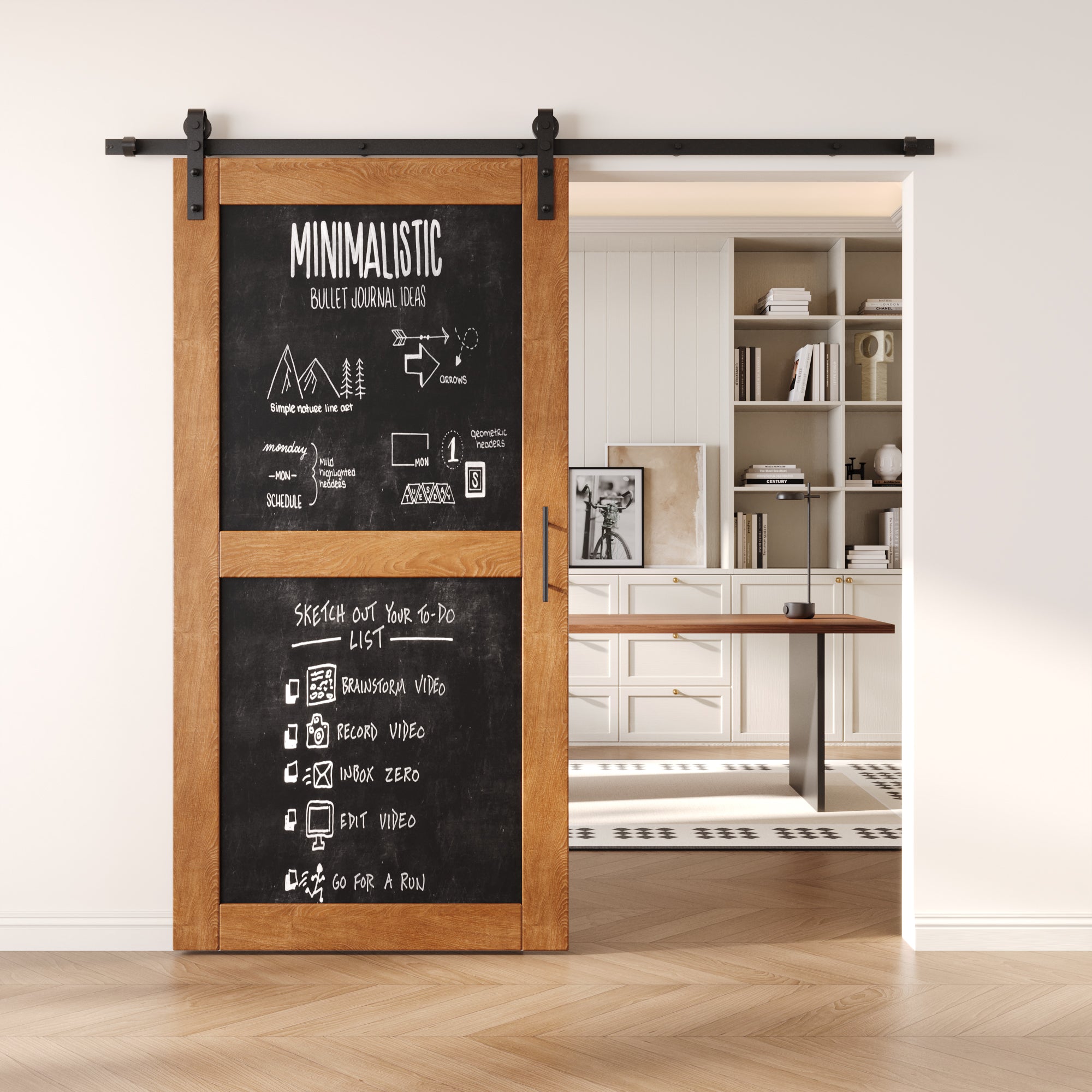 80" Height Early American Chalkboard Design Unassembled & Finished Pine Wood Barn Door with Non-Bypass Installation Hardware Kit (Interior Use Only)