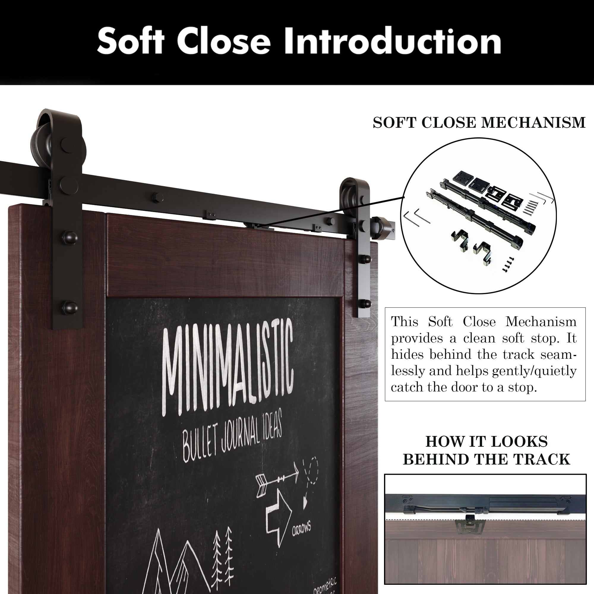 84" Height Red Mahogany Top Chalkboard Panel Unassembled & Finished Pine Wood Barn Door with Non-Bypass Installation Hardware Kit (Interior Use Only)