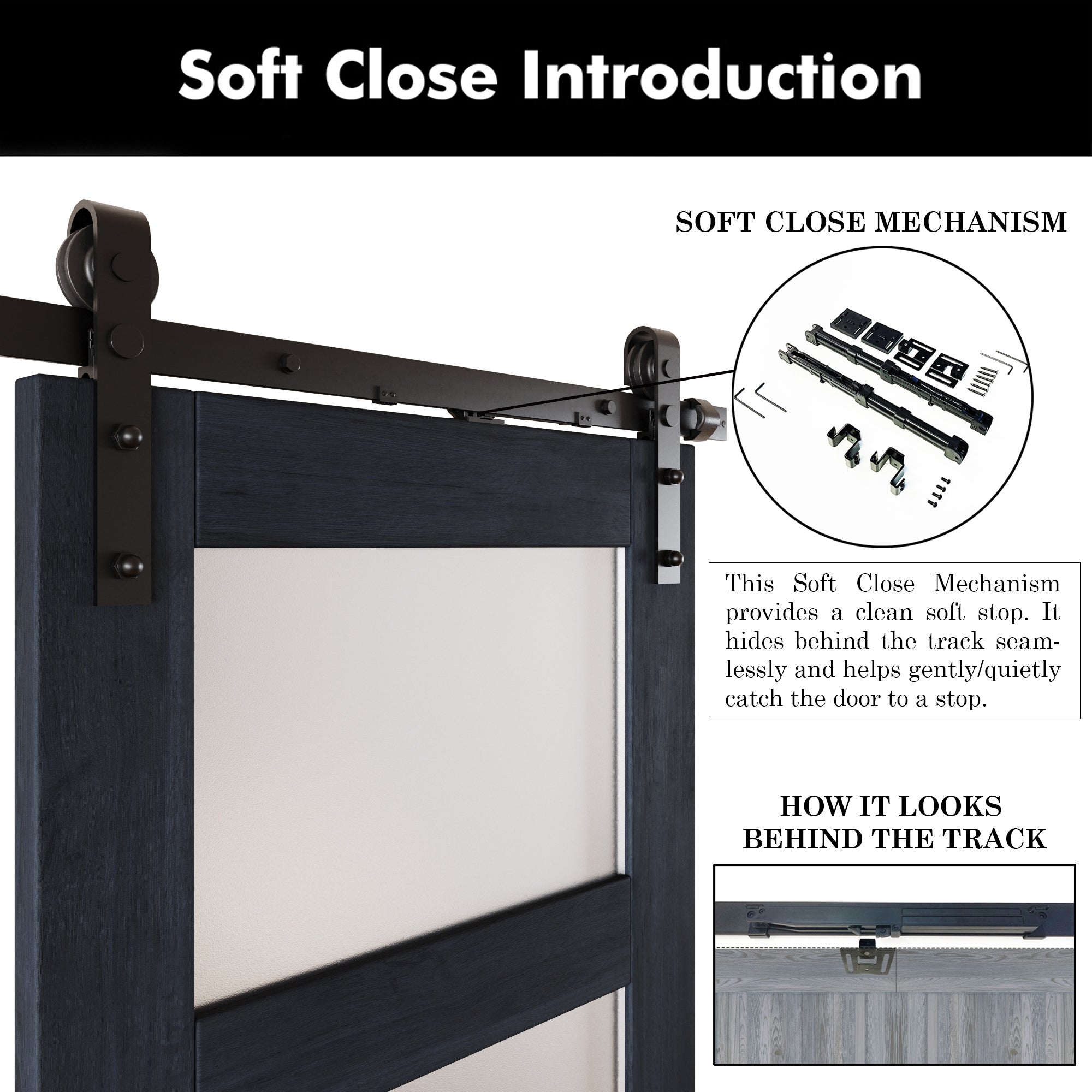 84" Height Navy 4-Lite Frosted Glass Unassembled & Finished Pine Wood Barn Door with Non-Bypass Installation Hardware Kit (Interior Use Only)