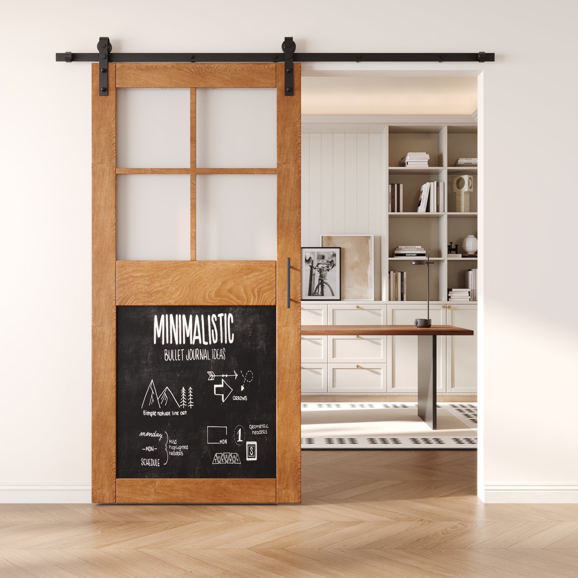 84" Height Early American Half Lite Chalkboard Unassembled & Finished Pine Wood Barn Door with Non-Bypass Installation Hardware Kit (Interior Use Only)