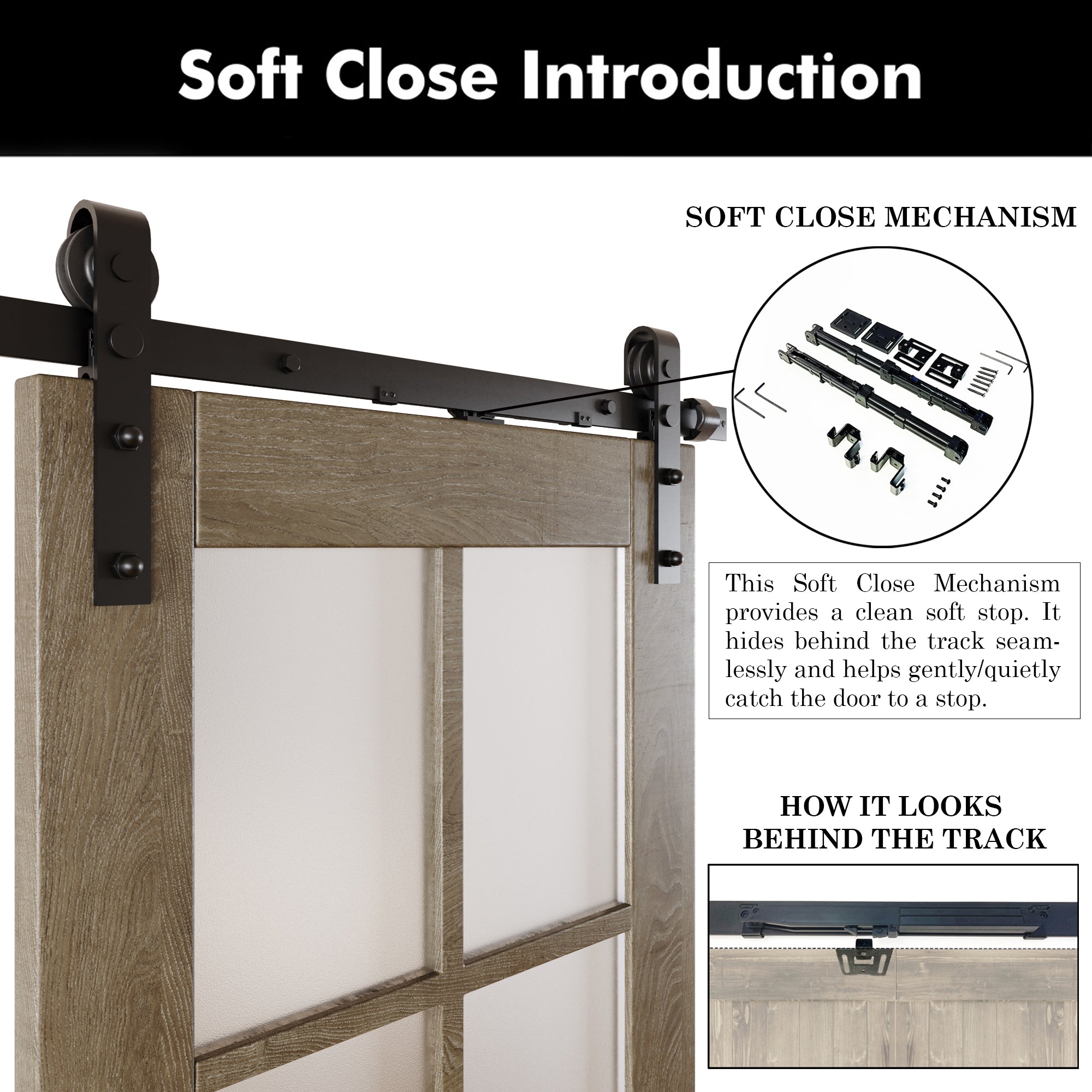 80" Height Classic Gray Half Lite Grid Glass Unassembled & Finished Pine Wood Barn Door with Non-Bypass Installation Hardware Kit (Interior Use Only)