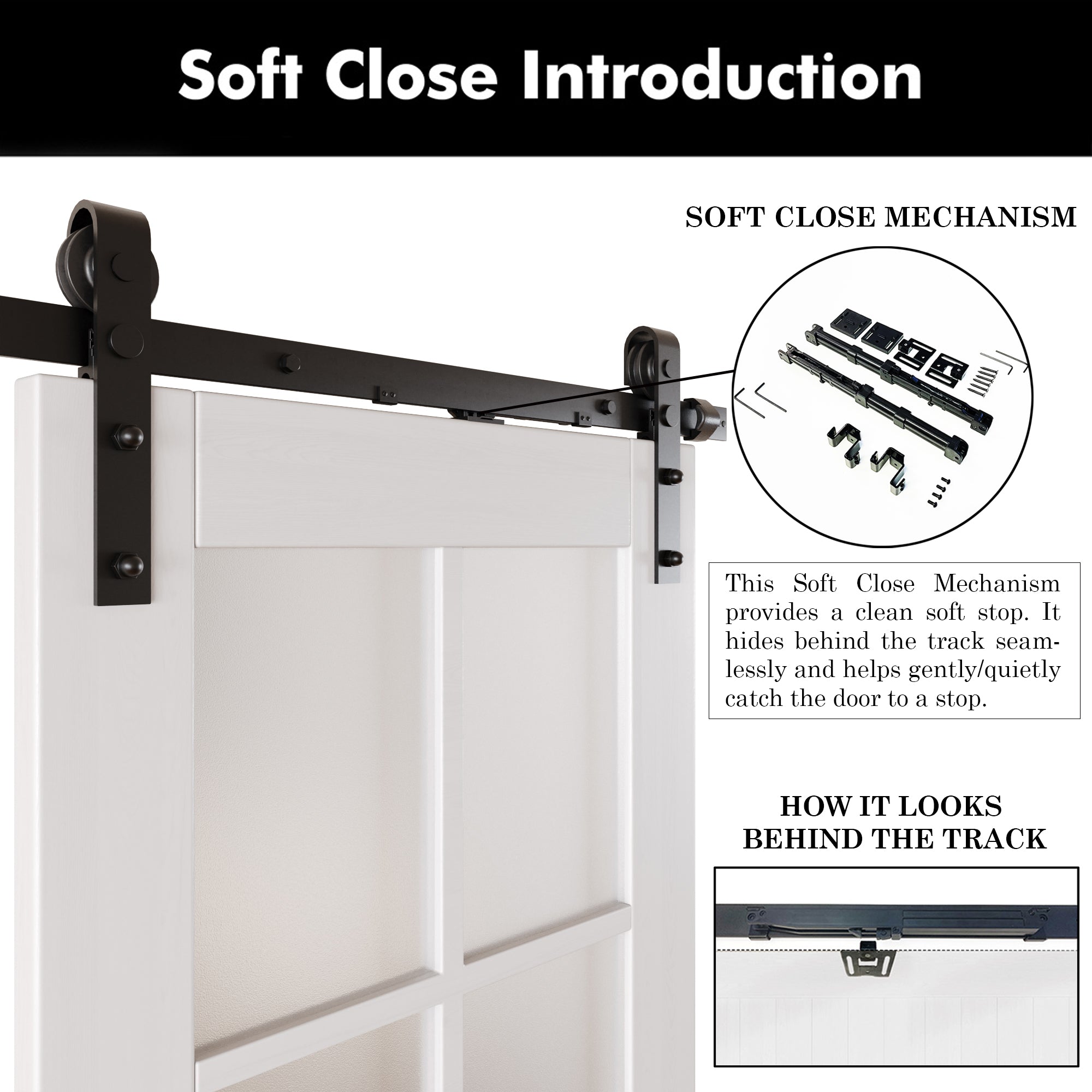 80" Height White 8-Lite Frosted Glass Unassembled & Finished Pine Wood Barn Door with Non-Bypass Installation Hardware Kit (Interior Use Only)