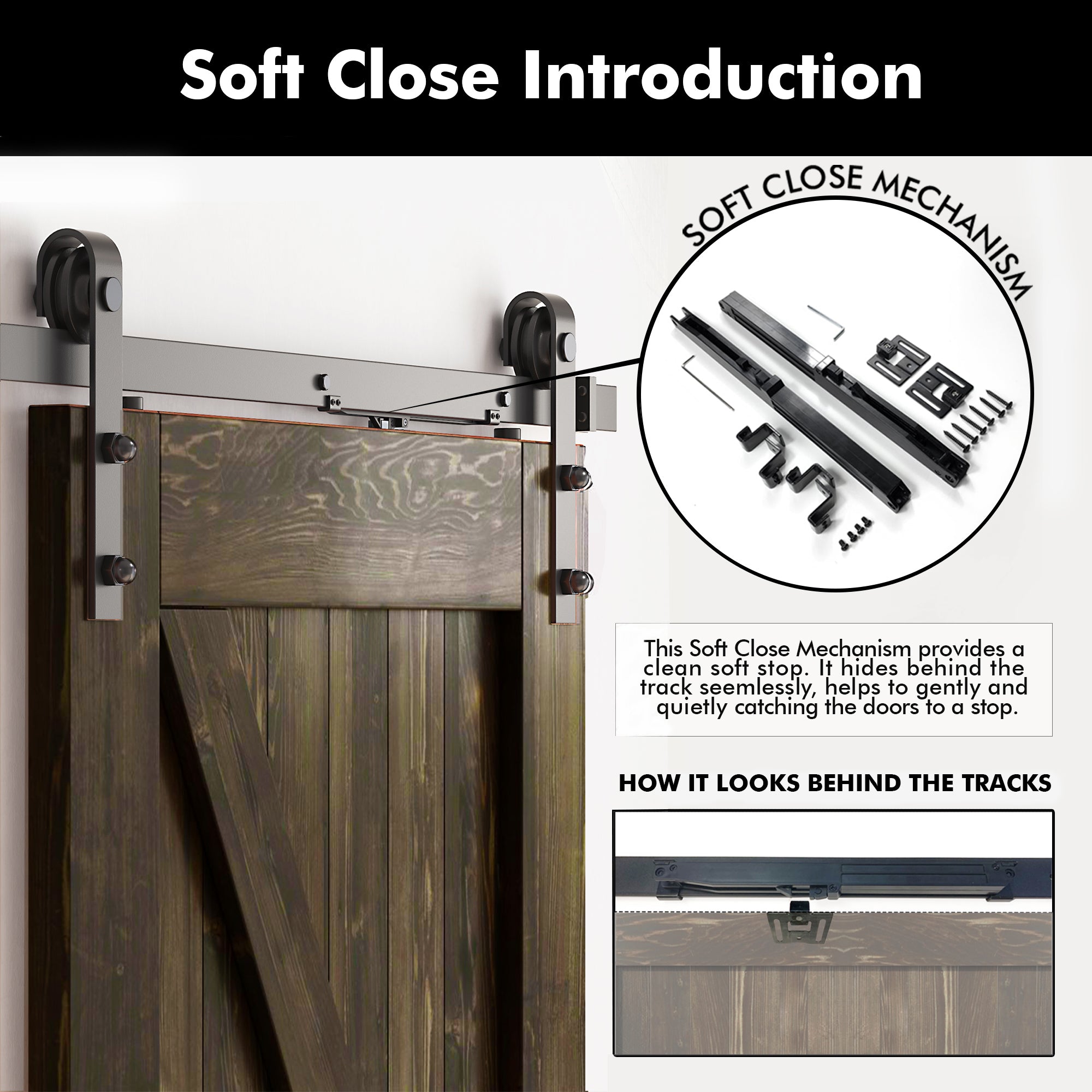80" Height Ebony Vertical Stripe Design Unassembled & Finished Pine Wood Barn Door with Non-Bypass Installation Hardware Kit(Interior Use Only)
