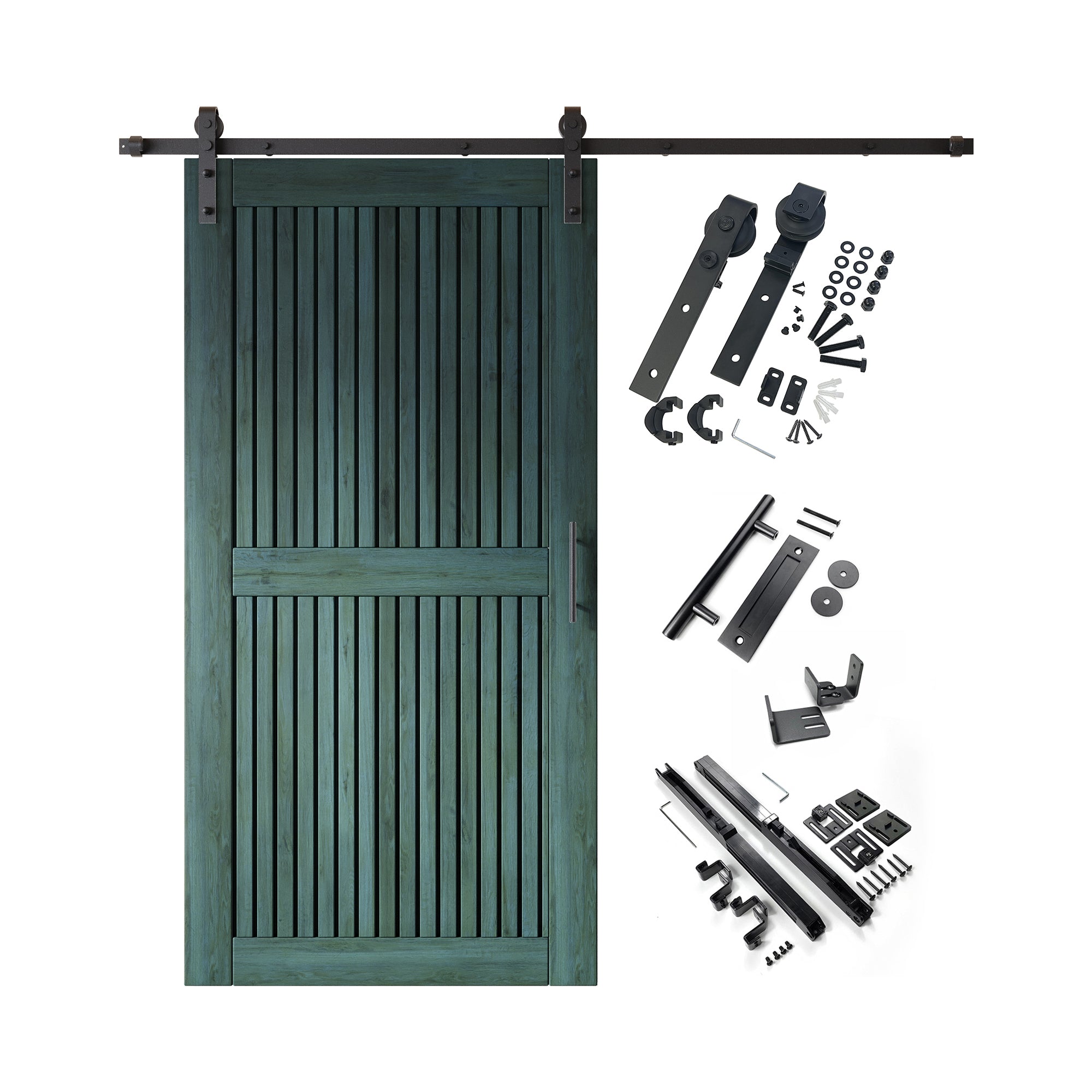 80" Height Royal Pine Vertical Stripe Design Unassembled & Finished Pine Wood Barn Door with Non-Bypass Installation Hardware Kit(Interior Use Only)