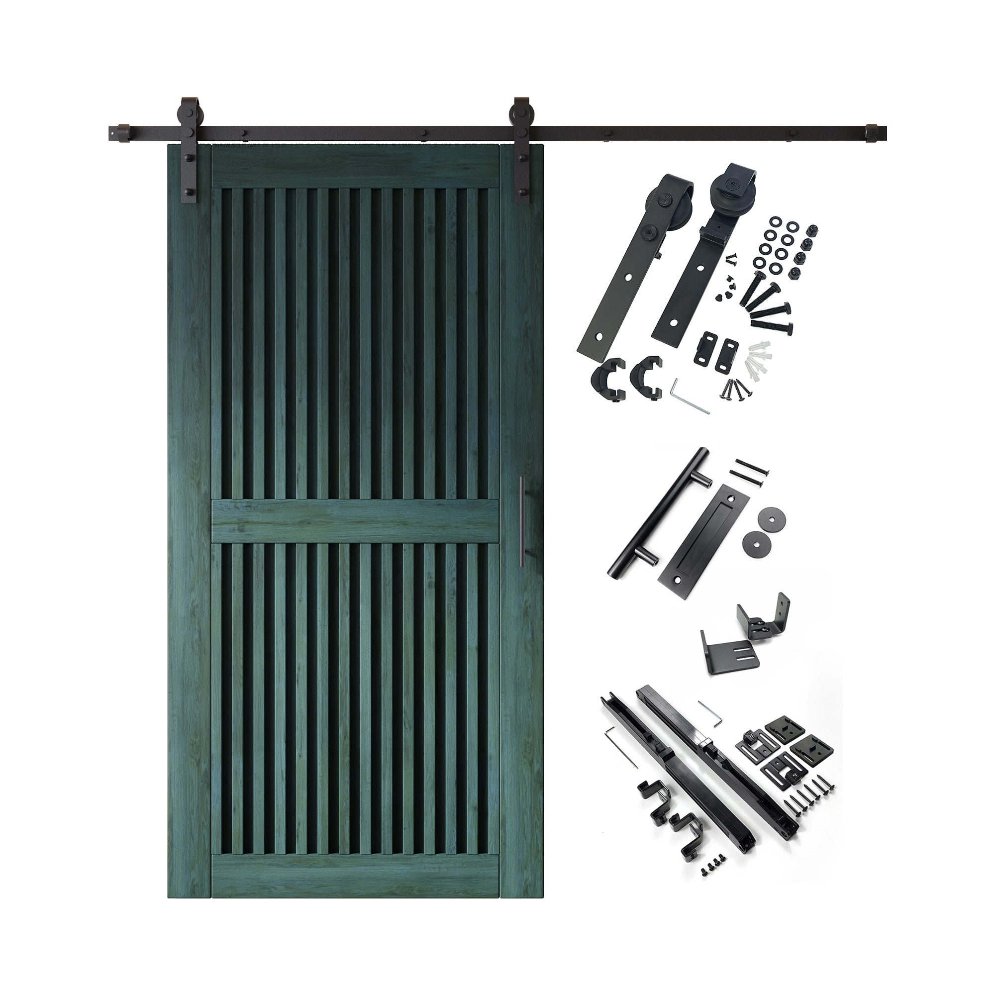 80" Height Royal Pine Vertical Stripe Design Unassembled & Finished Pine Wood Barn Door with Non-Bypass Installation Hardware Kit(Interior Use Only)