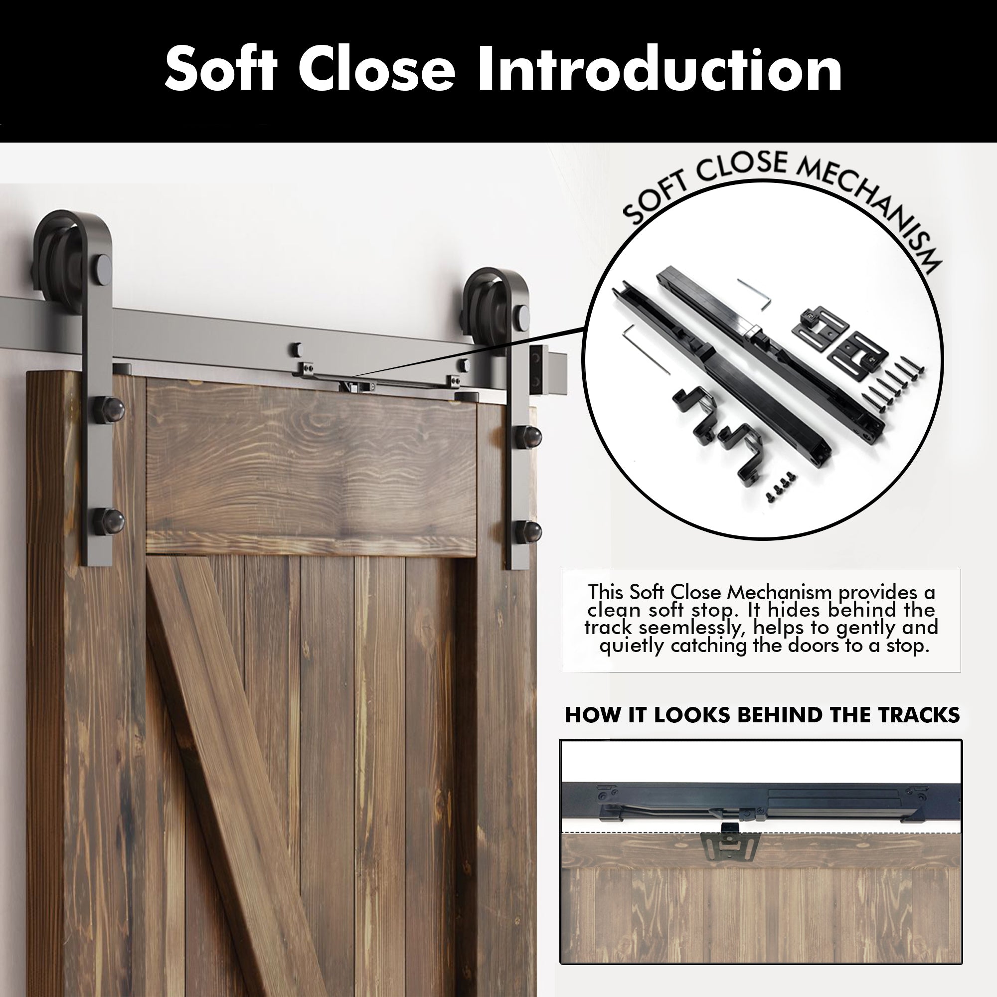 80" Height Dark Walnut Vertical Stripe Design Unassembled & Finished Pine Wood Barn Door with Non-Bypass Installation Hardware Kit(Interior Use Only)