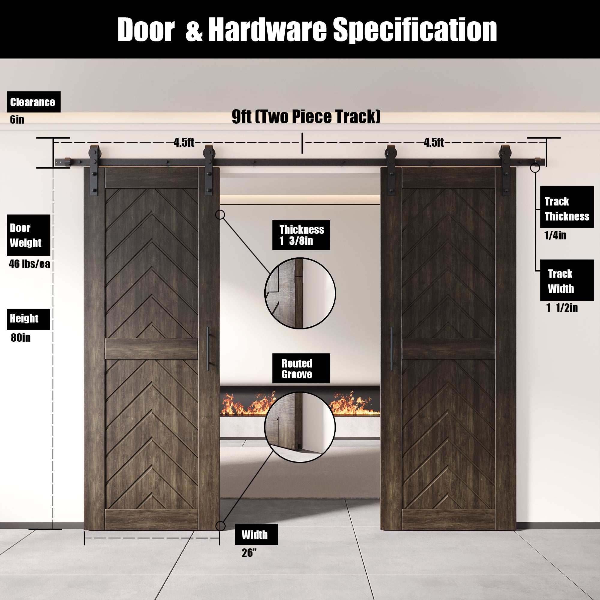sliding barn door hardware kit with two doors pine wood barn door ebony